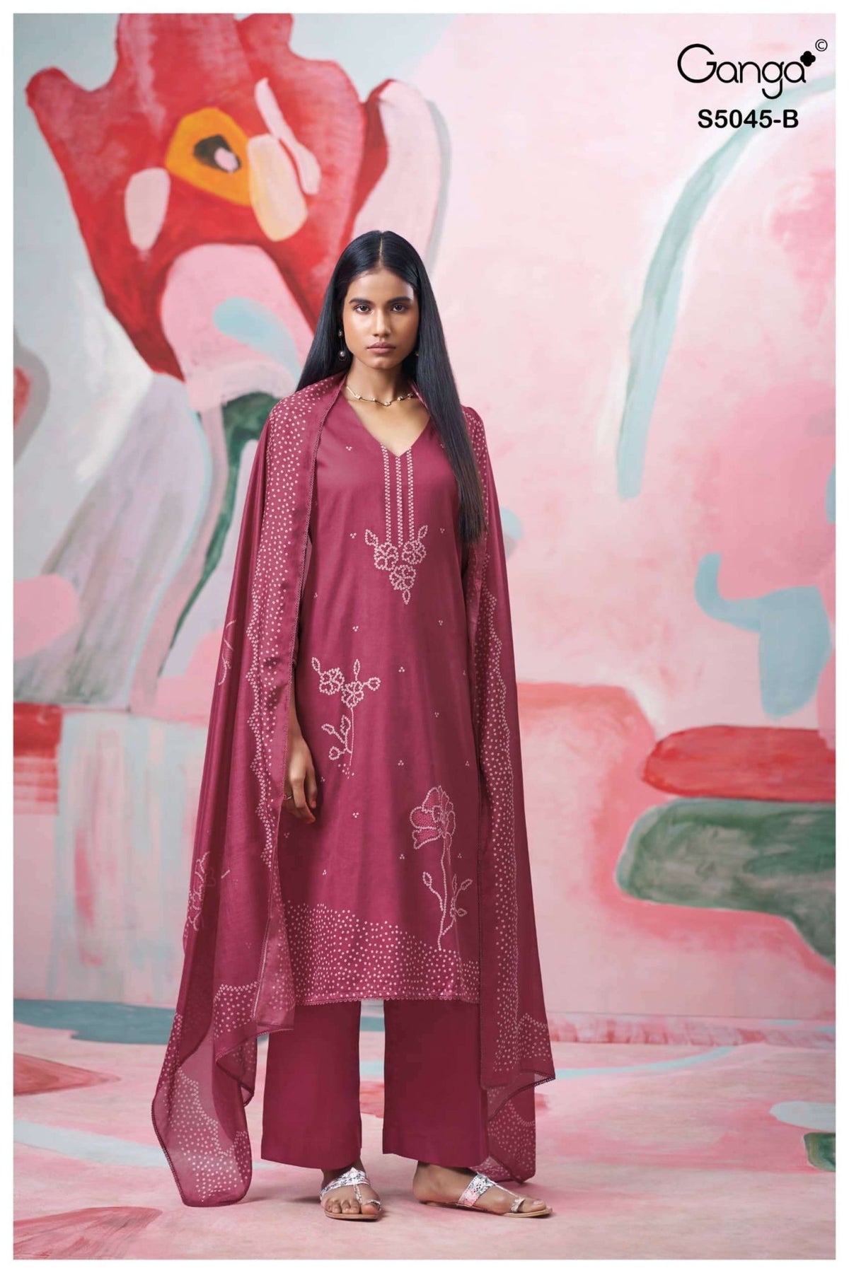Ganga Fashion Cressa 5045 Premium Cotton Satin Dress Material - Amrah Wholesale