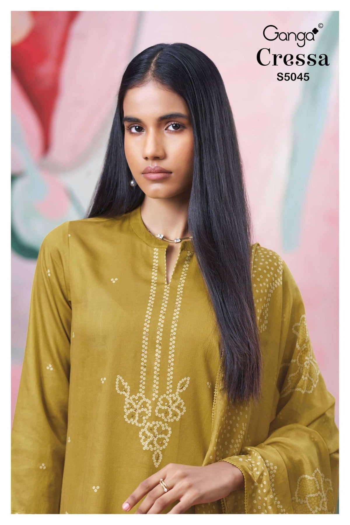 Ganga Fashion Cressa 5045 Premium Cotton Satin Dress Material - Amrah Wholesale