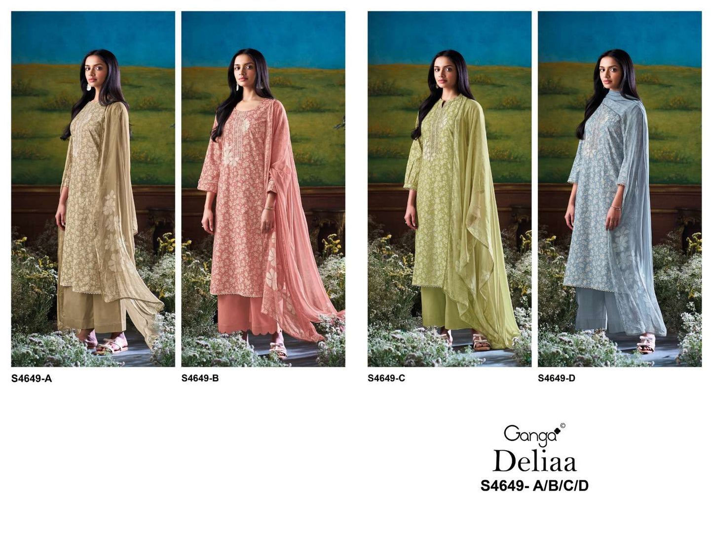 Ganga Fashion Deliaa 4649 Cotton Printed Dress Material Wholesale - Amrah Wholesale