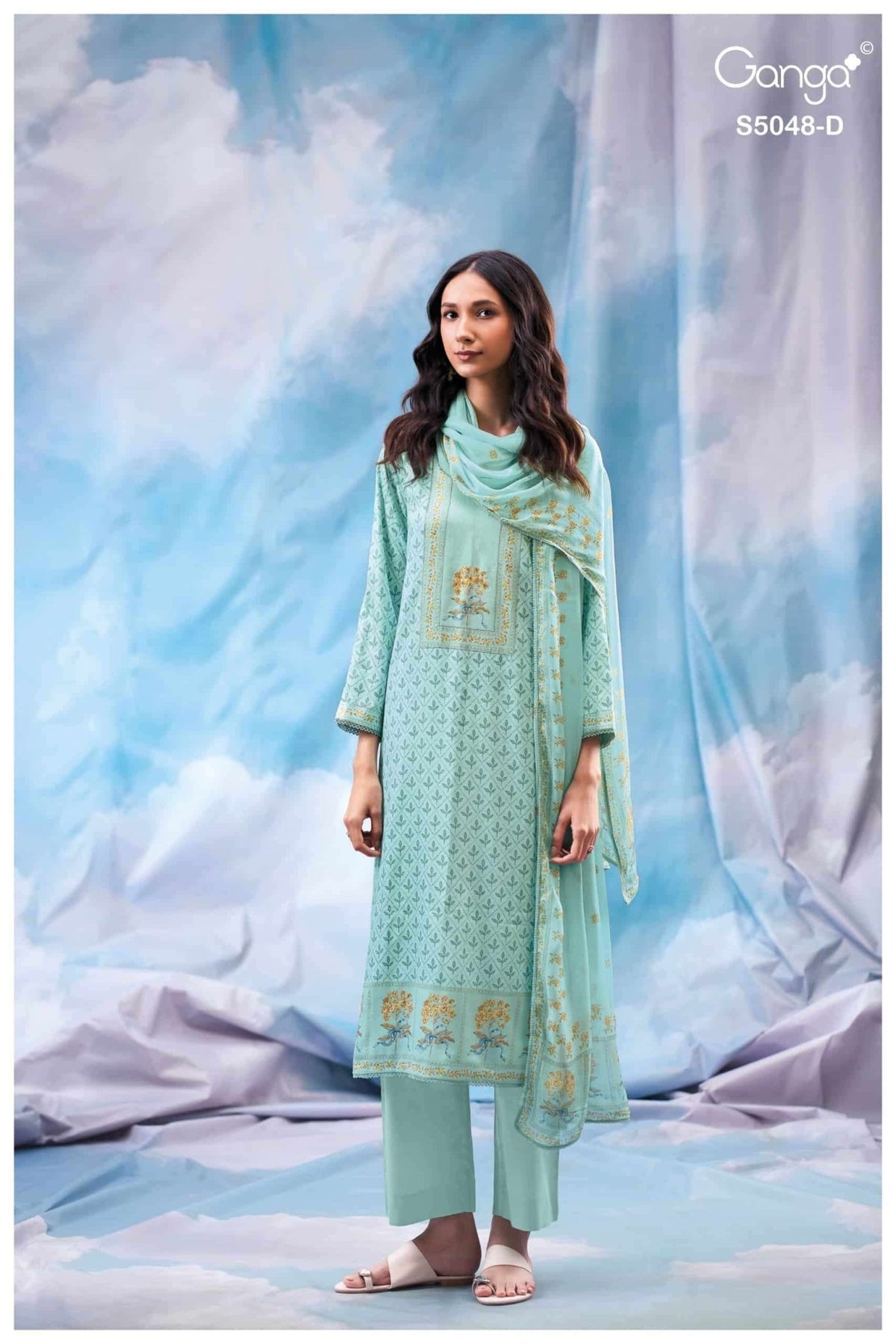 Ganga Fashion Faanvi 5048 Premium Cotton Satin Designer Dress Material - Amrah Wholesale