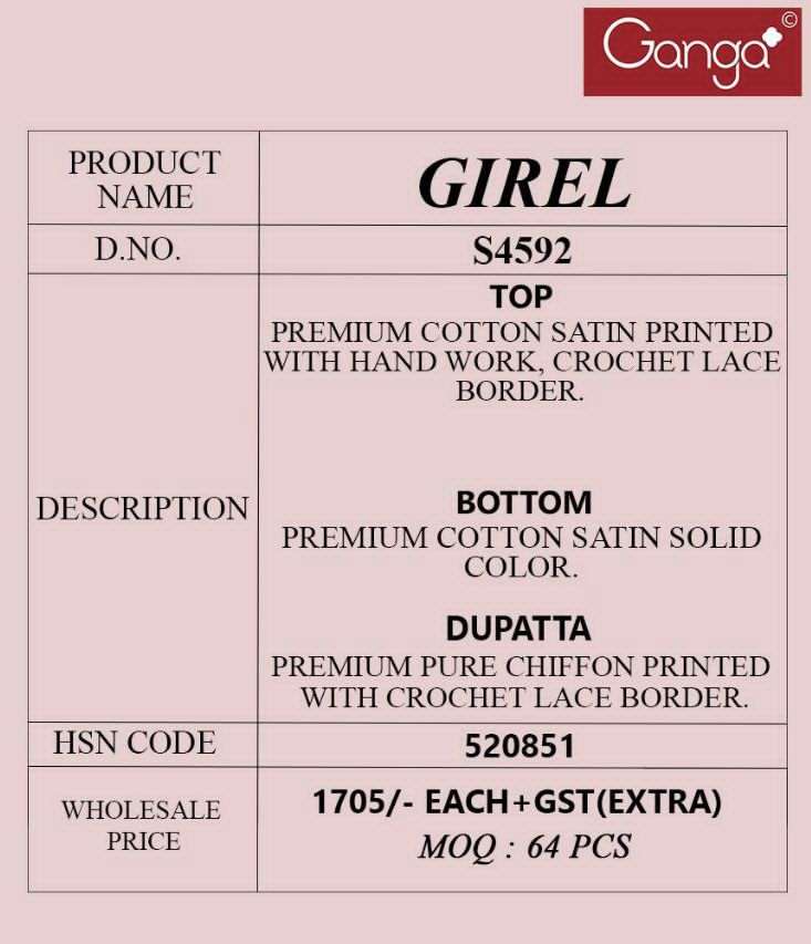 Ganga Fashion Girel 4592 - Amrah Wholesale