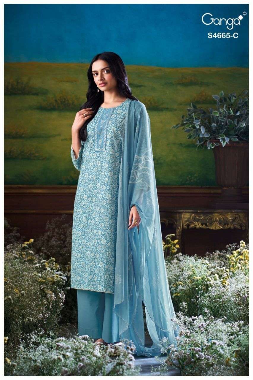 Ganga Fashion Gunjita 4665 Dress Material Wholesale Catalogue - Amrah Wholesale
