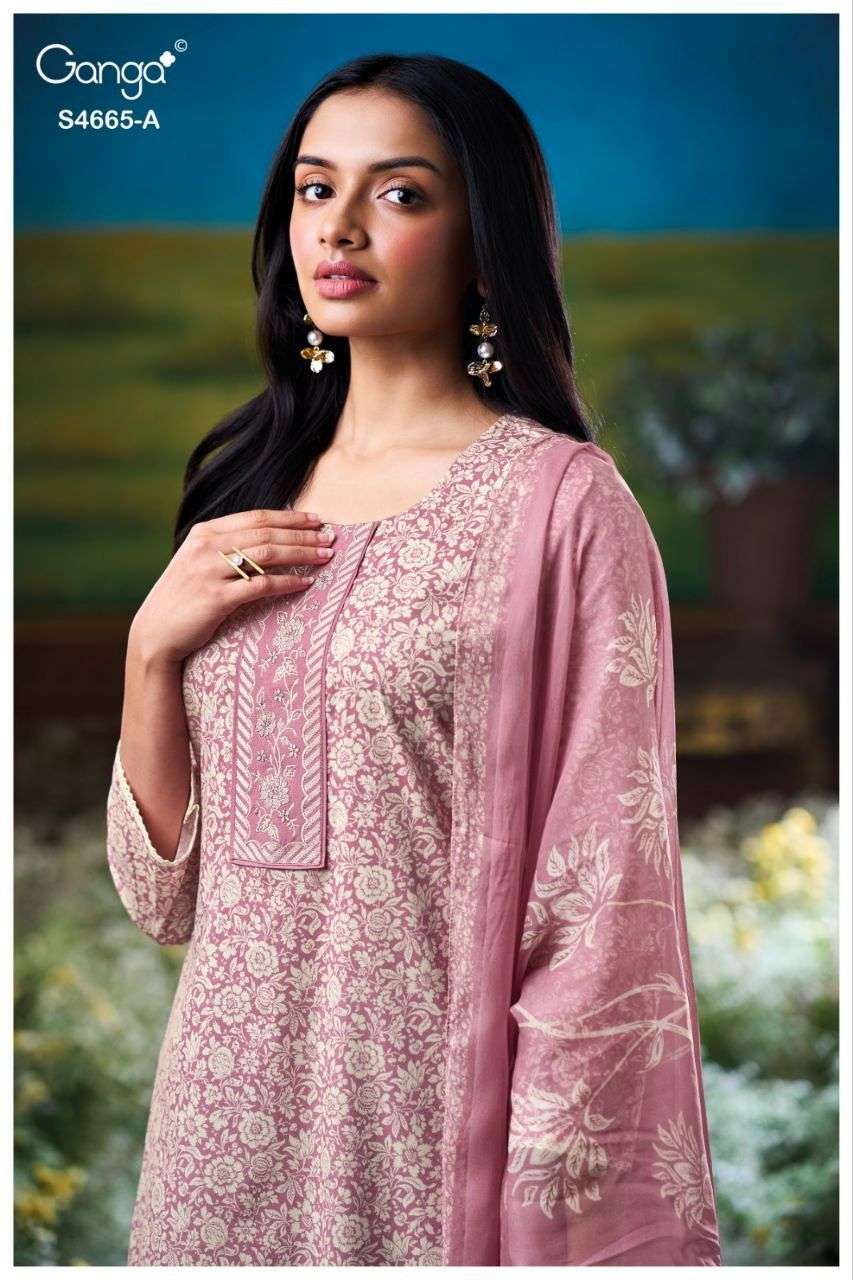 Ganga Fashion Gunjita 4665 Dress Material Wholesale Catalogue - Amrah Wholesale