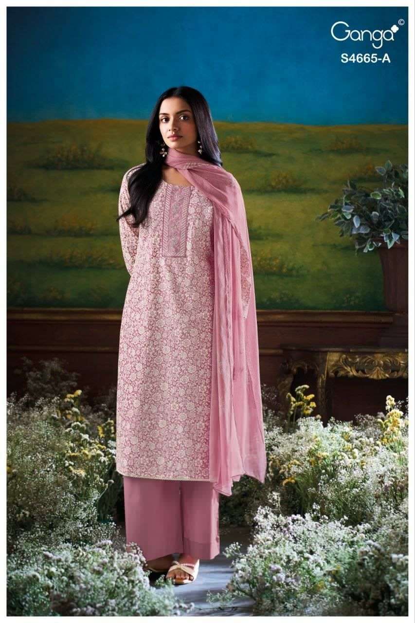 Ganga Fashion Gunjita 4665 Dress Material Wholesale Catalogue - Amrah Wholesale