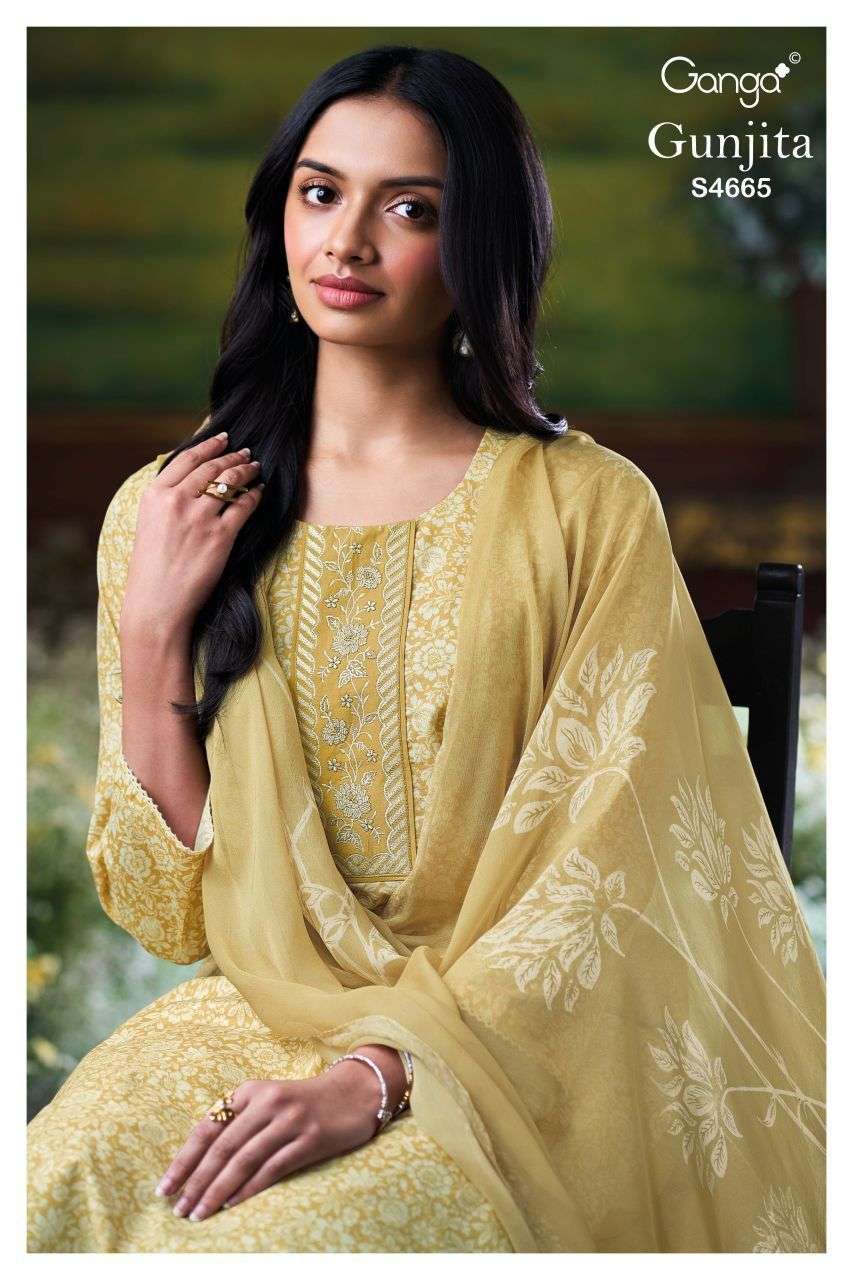 Ganga Fashion Gunjita 4665 Dress Material Wholesale Catalogue - Amrah Wholesale