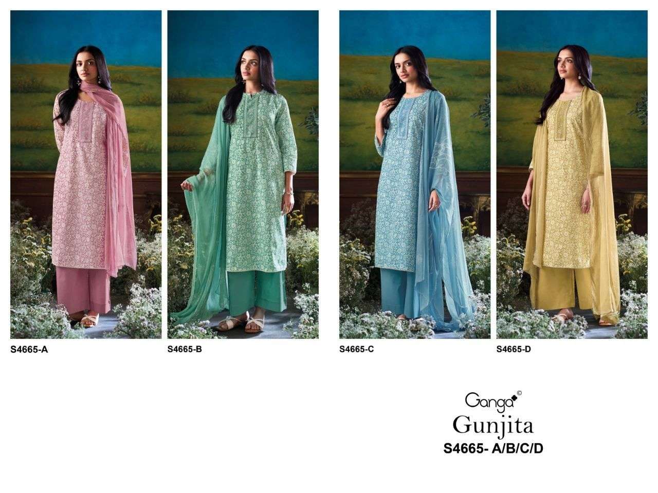 Ganga Fashion Gunjita 4665 Dress Material Wholesale Catalogue