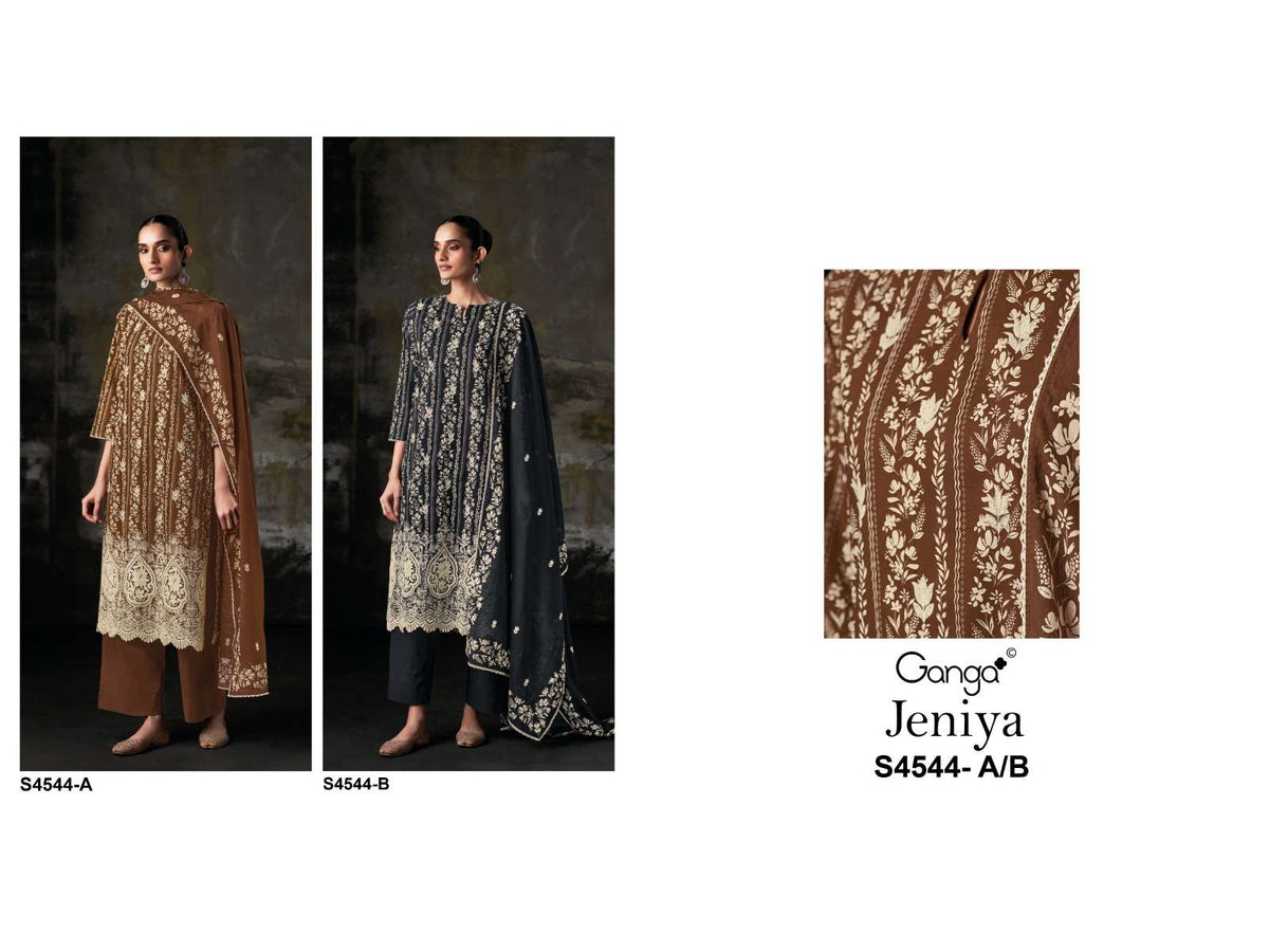 Ganga Fashion Jeniya 4544 Dress Material Wholesale Catalogue - Amrah Wholesale