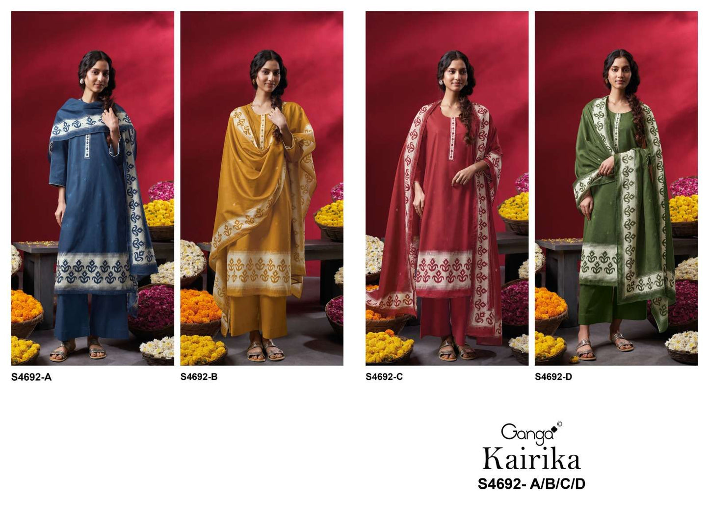 Ganga Fashion Kairika 4692 Dress Material Wholesale Catalogue - Amrah Wholesale