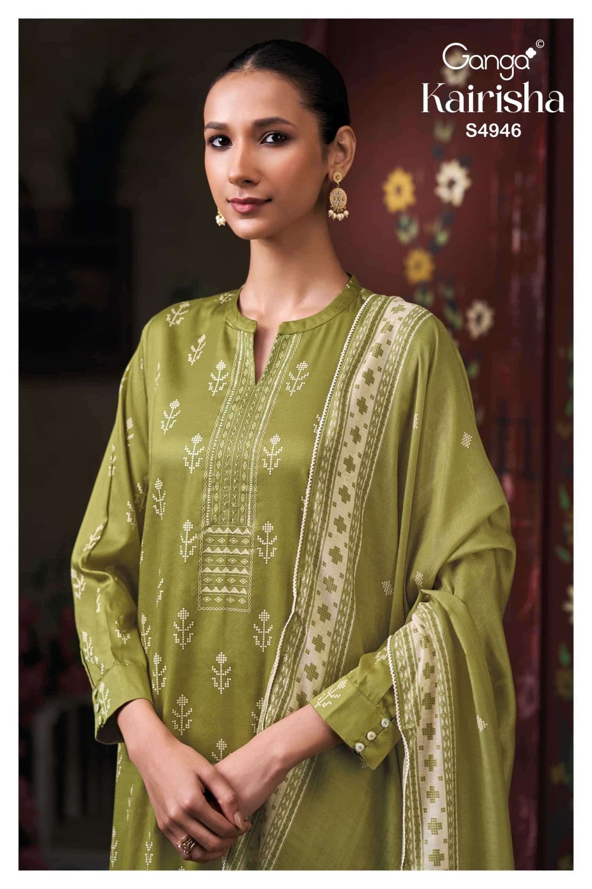 Ganga Fashion Kairisha 4946 Premium Cotton Satin Dress Material Wholesale Catalogue - Amrah Wholesale