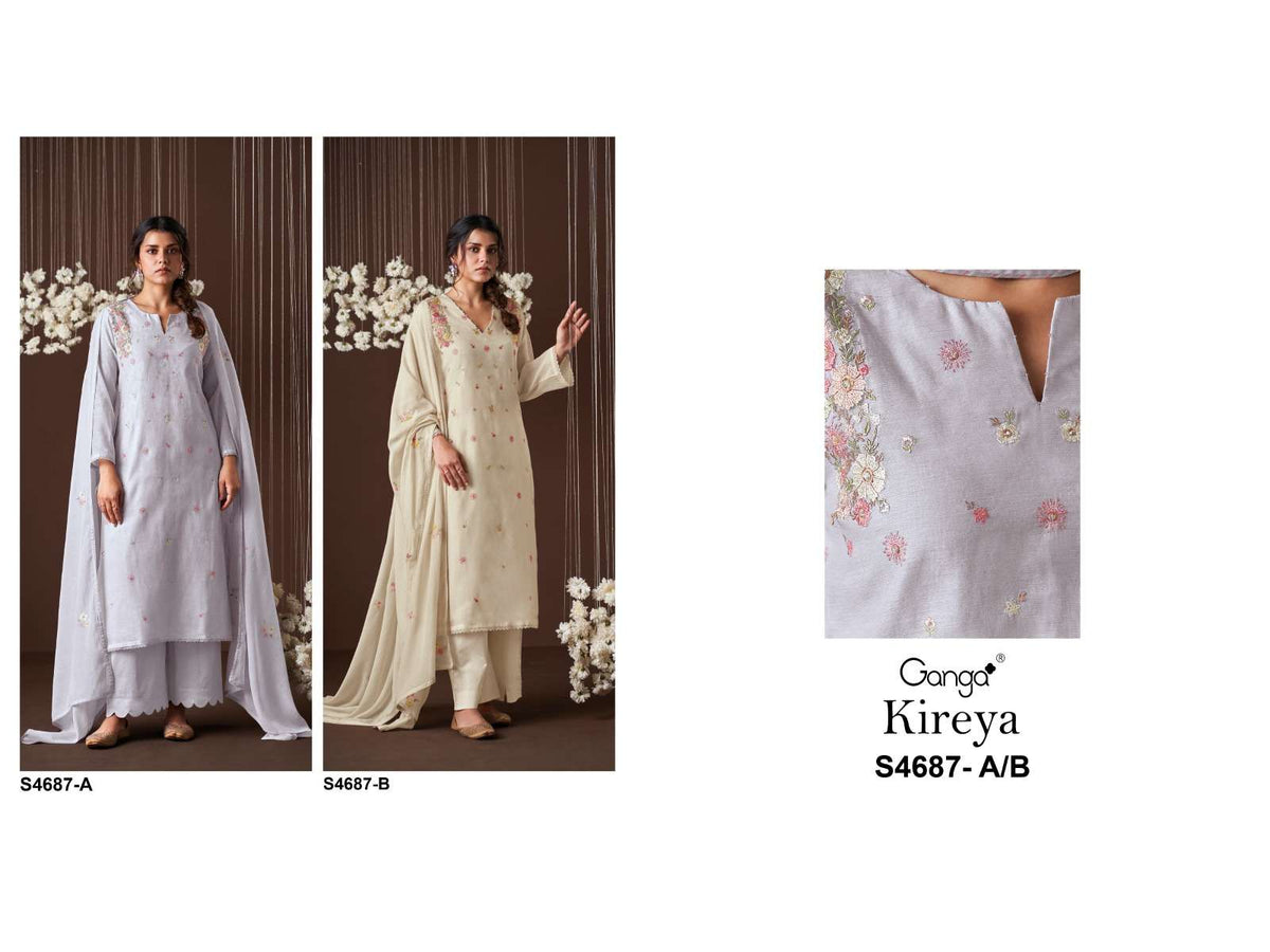 Ganga Fashion Kireya 4687 Dress Material Wholesale Catalogue - Amrah Wholesale
