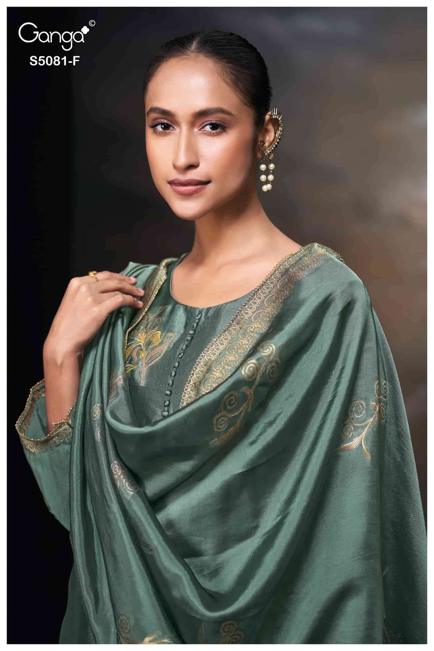 Ganga Fashion Mansie 5081 Premium Jacquard Silk Embroidered Pakistani Suit