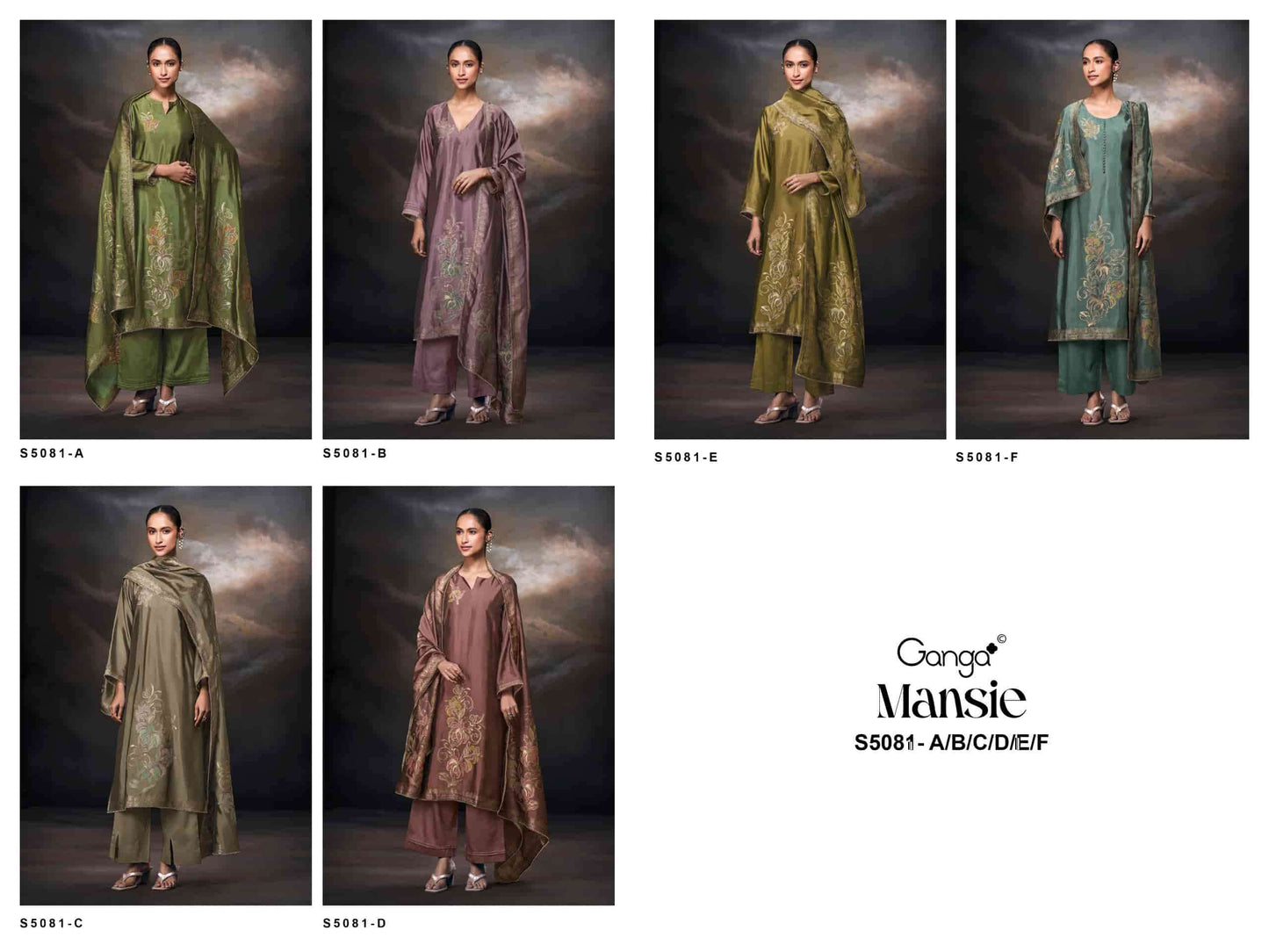 Ganga Fashion Mansie 5081 Premium Jacquard Silk Embroidered Pakistani Suit