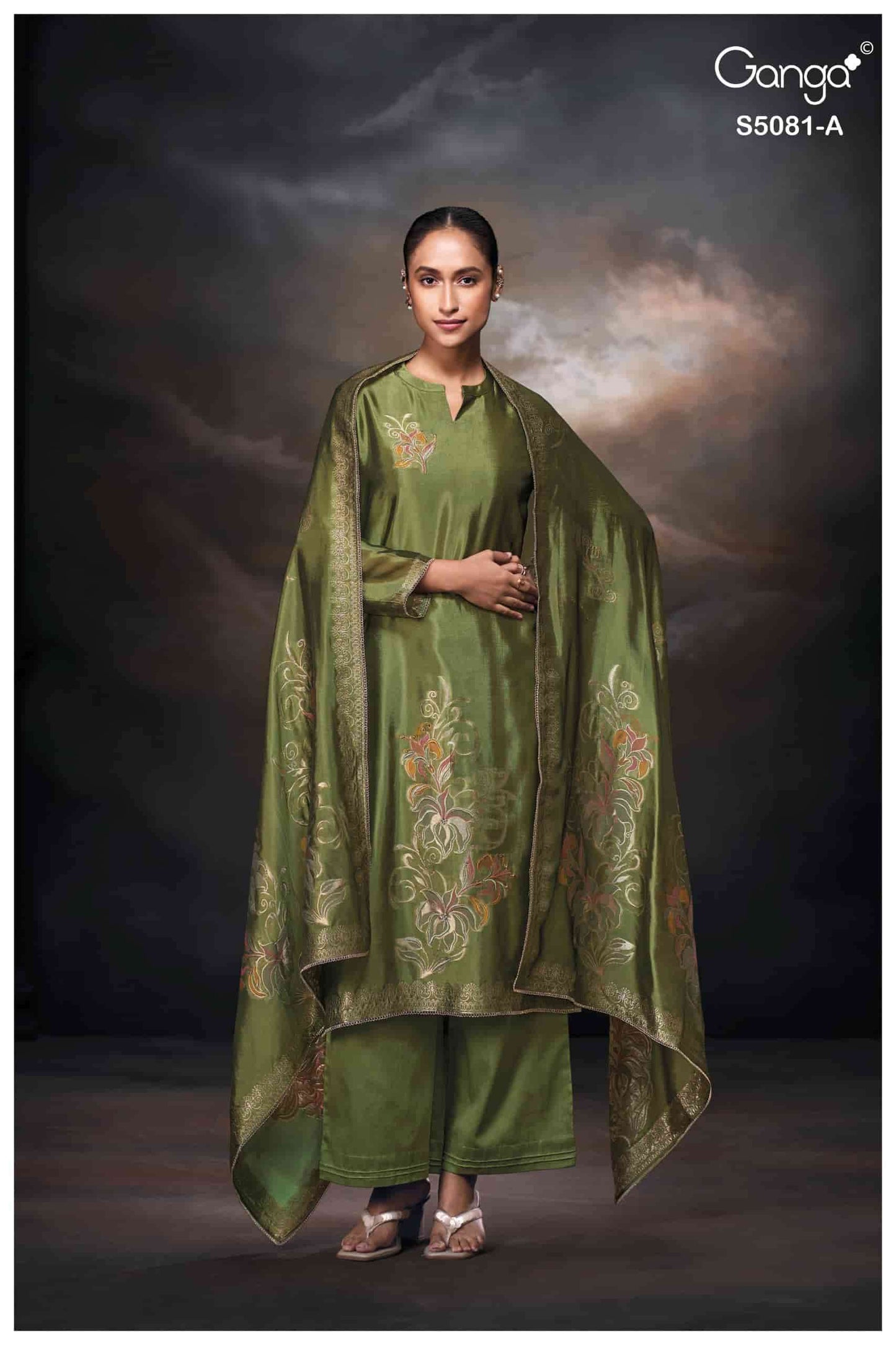 Ganga Fashion Mansie 5081 Premium Jacquard Silk Embroidered Pakistani Suit