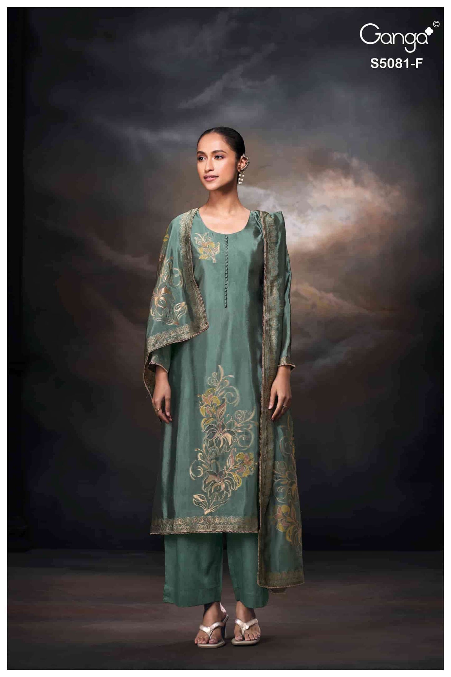Ganga Fashion Mansie 5081 Premium Jacquard Silk Embroidered Pakistani Suit