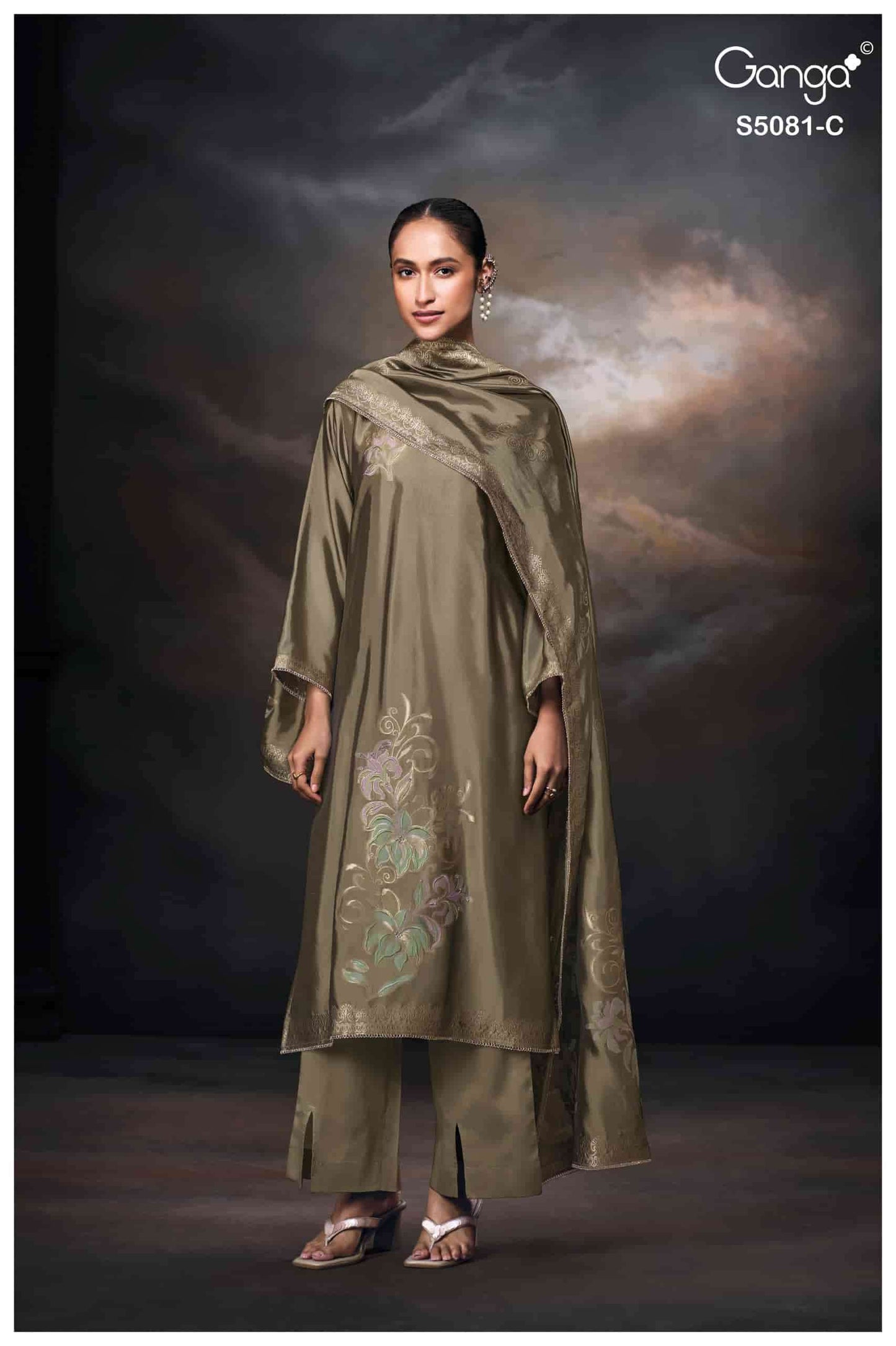 Ganga Fashion Mansie 5081 Premium Jacquard Silk Embroidered Pakistani Suit