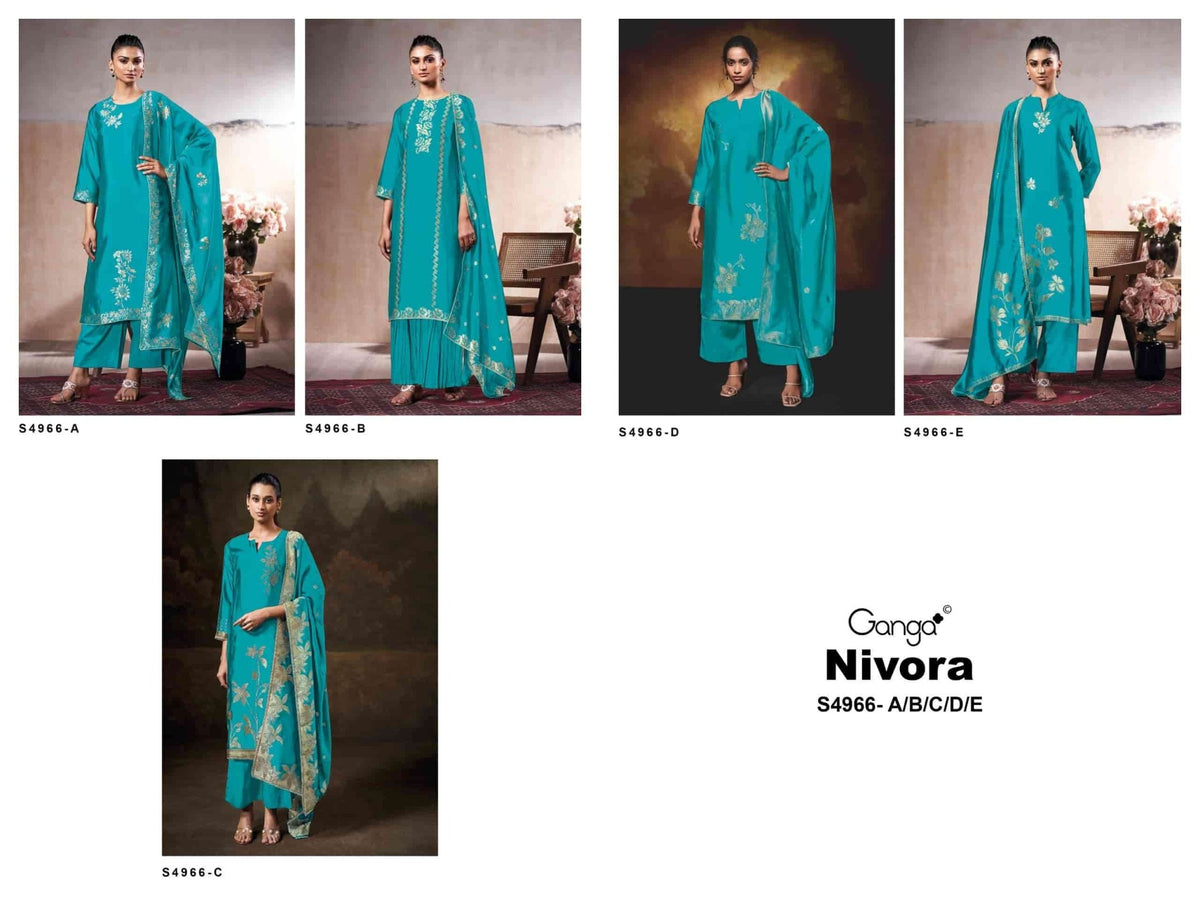 Ganga Fashion Nivora 4966 Premium Woven Silk Jacquard Designer Dress Material - Amrah Wholesale