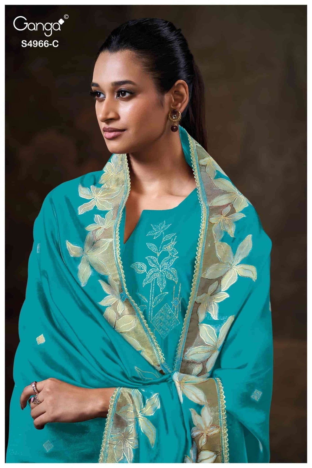 Ganga Fashion Nivora 4966 Premium Woven Silk Jacquard Designer Dress Material - Amrah Wholesale