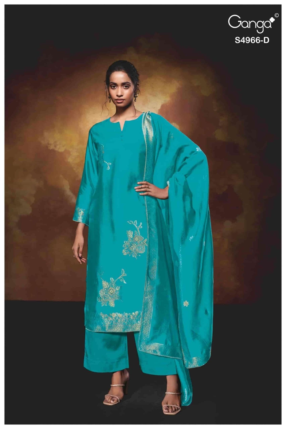 Ganga Fashion Nivora 4966 Premium Woven Silk Jacquard Designer Dress Material - Amrah Wholesale