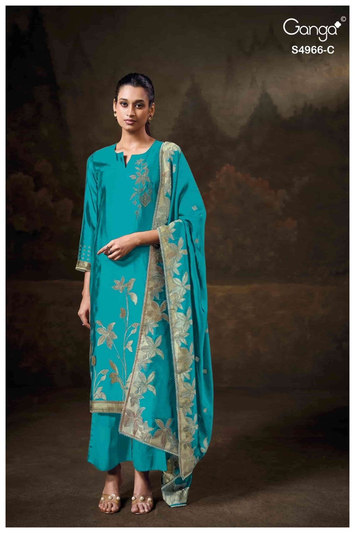 Ganga Fashion Nivora 4966 Premium Woven Silk Jacquard Designer Dress Material - Amrah Wholesale