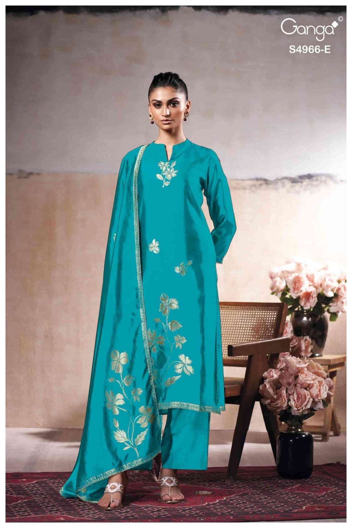 Ganga Fashion Nivora 4966 Premium Woven Silk Jacquard Designer Dress Material - Amrah Wholesale