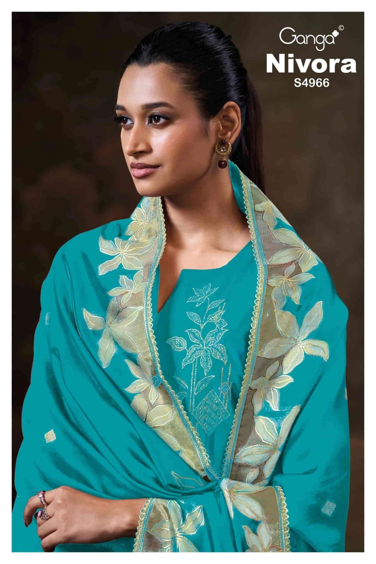 Ganga Fashion Nivora 4966 Premium Woven Silk Jacquard Designer Dress Material - Amrah Wholesale