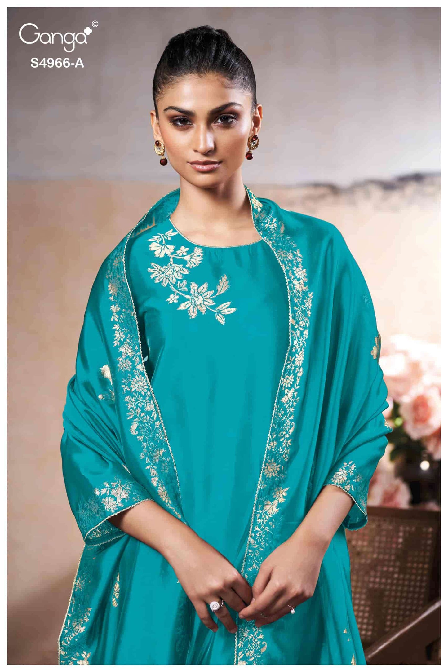 Ganga Fashion Nivora 4966 Premium Woven Silk Jacquard Designer Dress Material