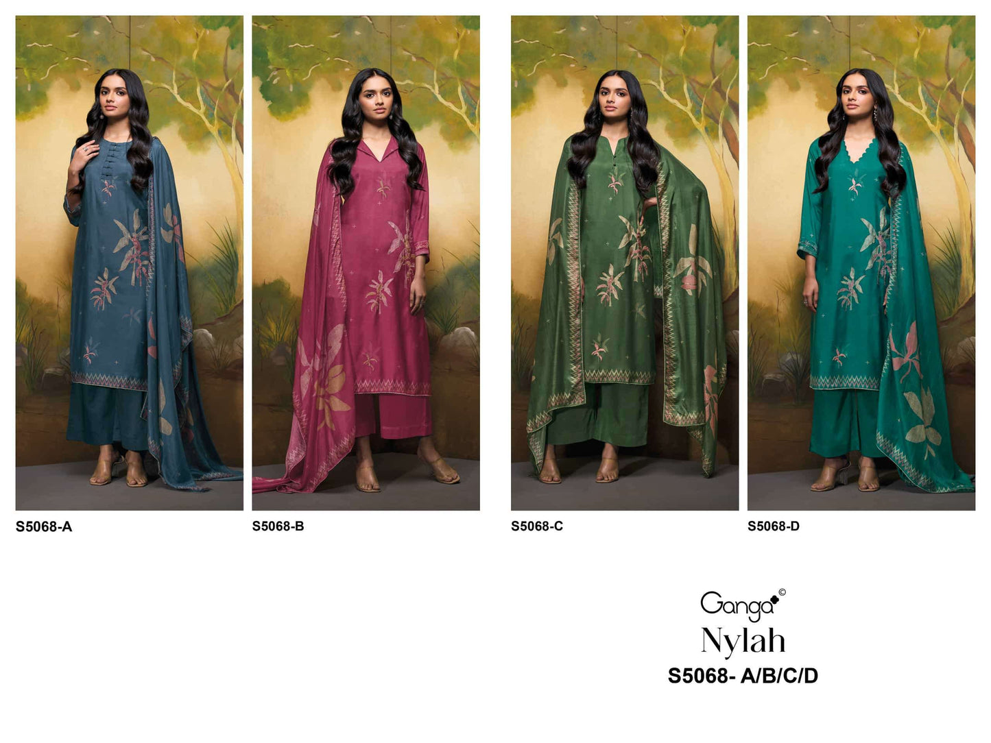 Ganga Fashion Nylah 5068 Premium Pure Bemberg Silk Dress Material