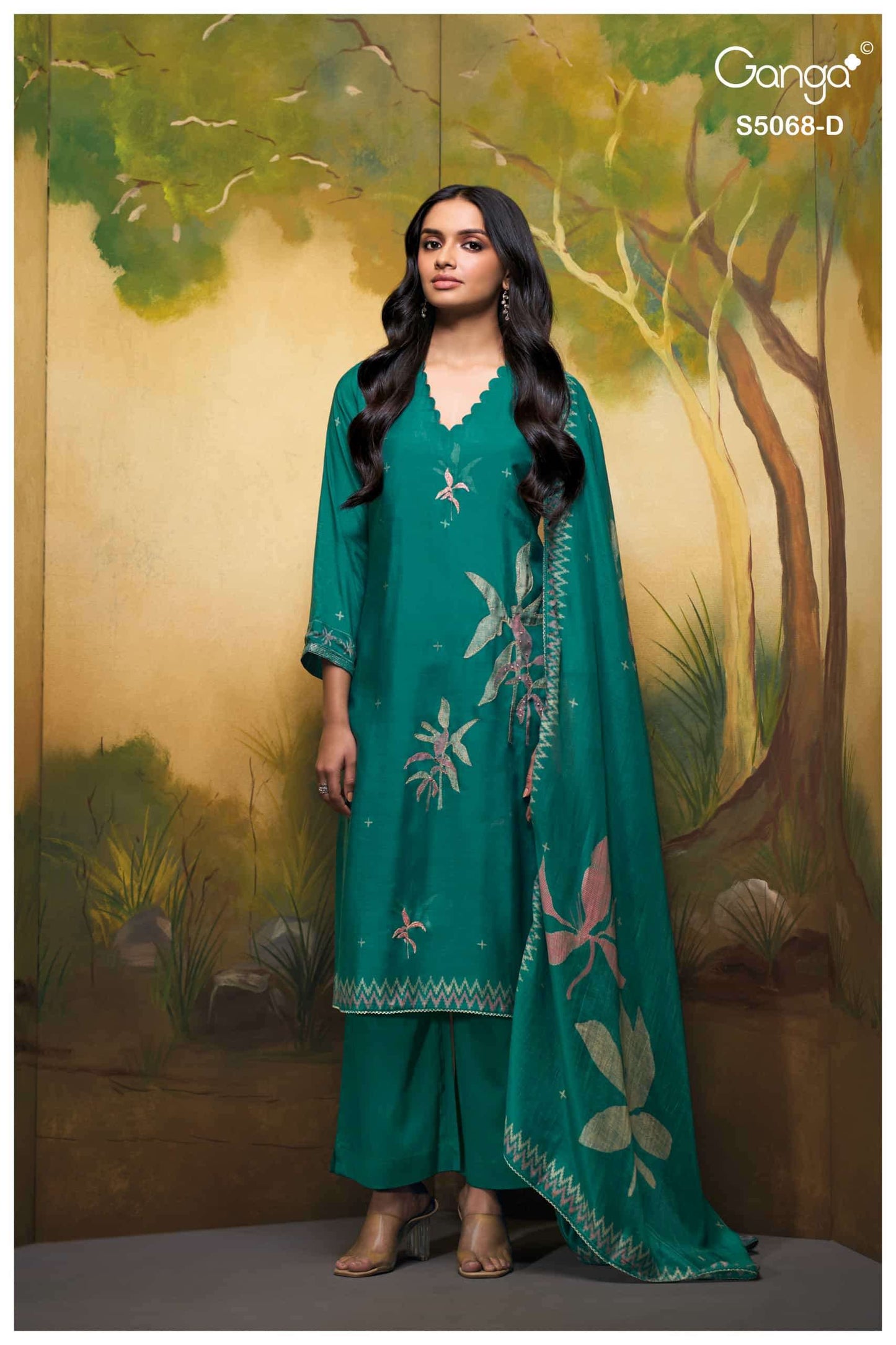 Ganga Fashion Nylah 5068 Premium Pure Bemberg Silk Dress Material