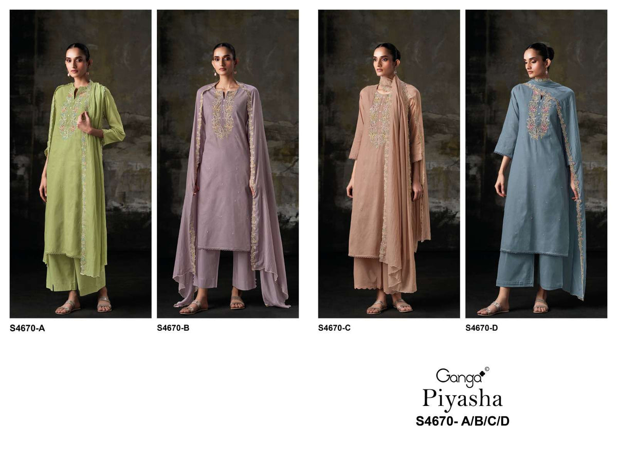 Ganga Fashion Piyasha 4670 Dress Material Wholesale Catalogue - Amrah Wholesale