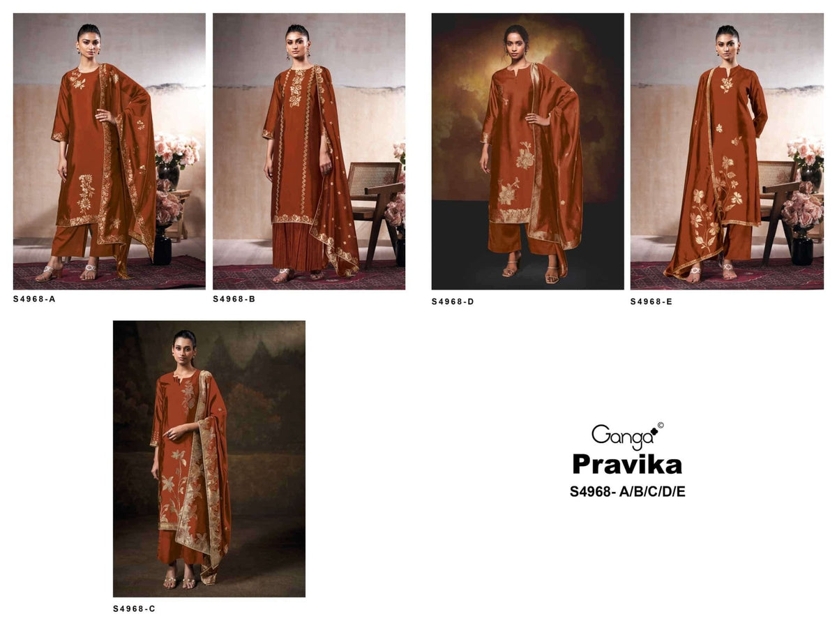Ganga Fashion Pravika 4968 Premium Woven Silk Jacquard Dress Material - Amrah Wholesale
