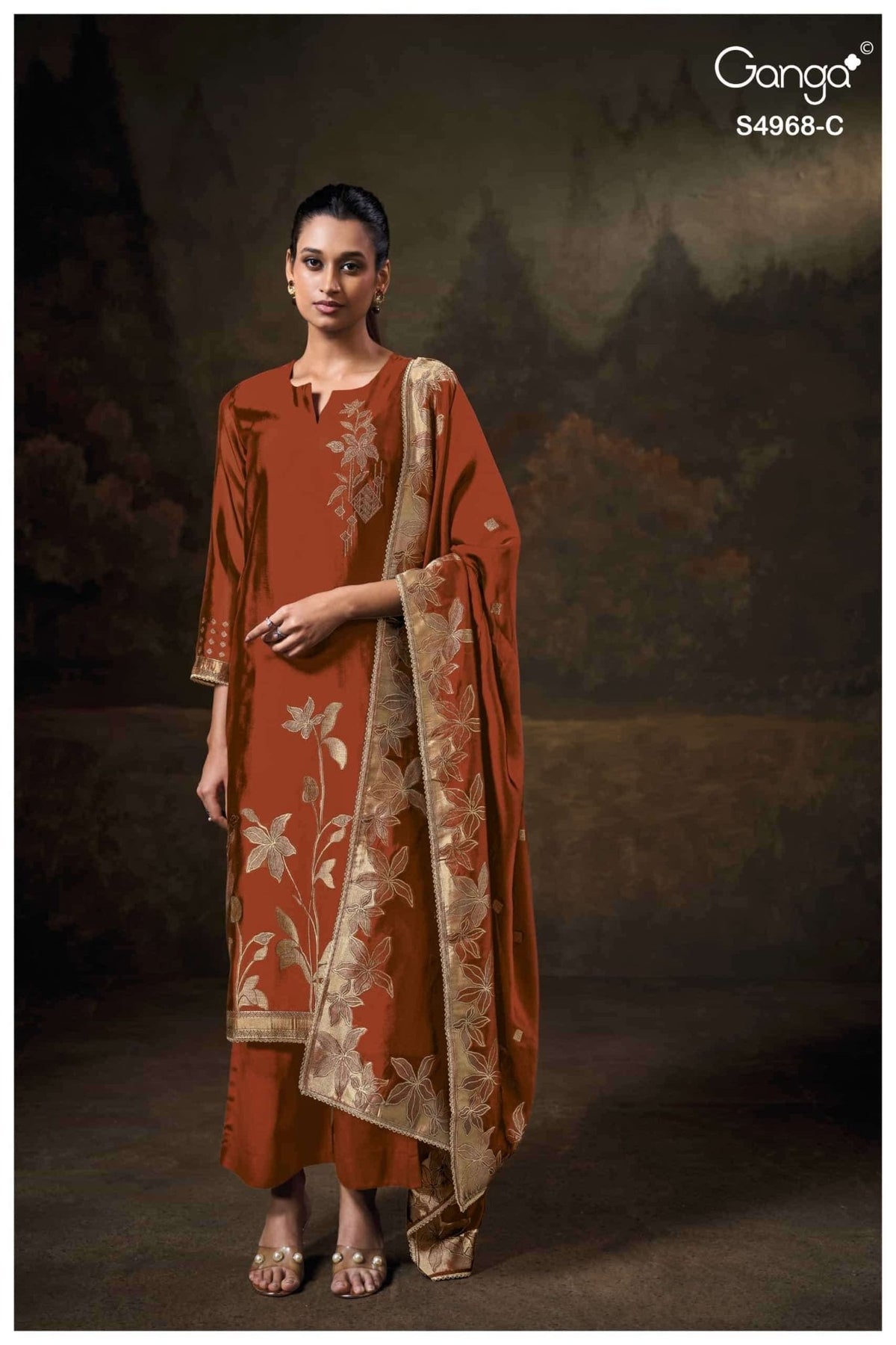 Ganga Fashion Pravika 4968 Premium Woven Silk Jacquard Dress Material - Amrah Wholesale
