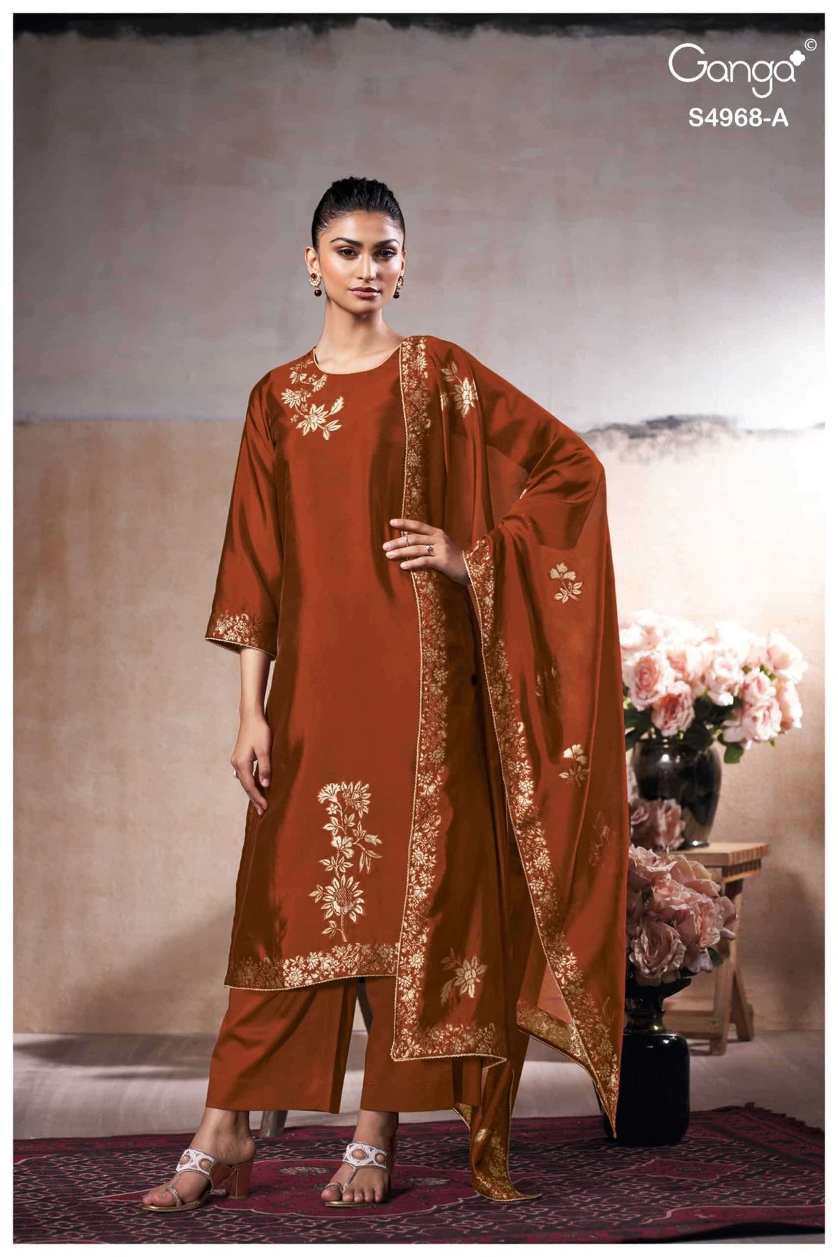 Ganga Fashion Pravika 4968 Premium Woven Silk Jacquard Dress Material - Amrah Wholesale
