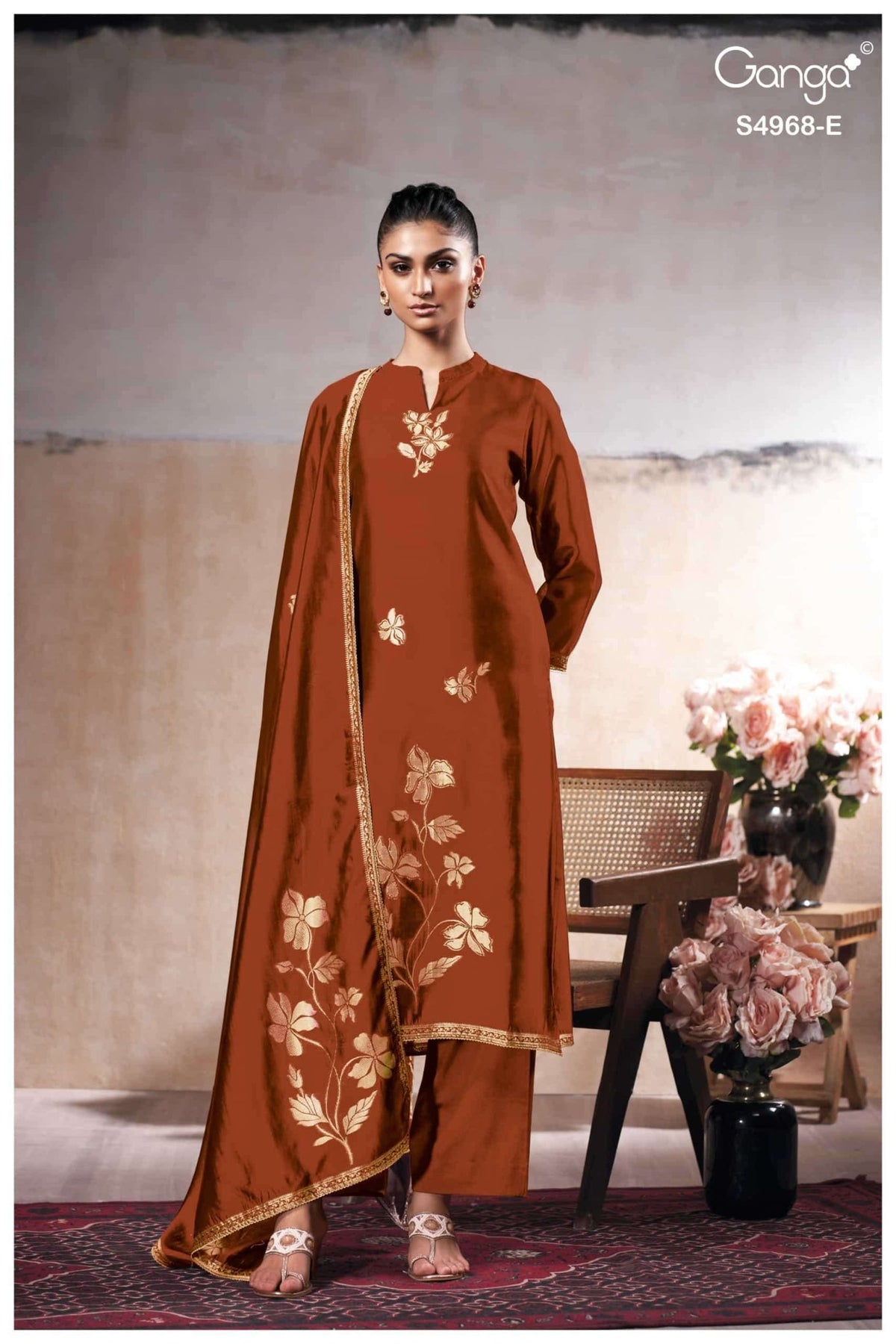 Ganga Fashion Pravika 4968 Premium Woven Silk Jacquard Dress Material - Amrah Wholesale