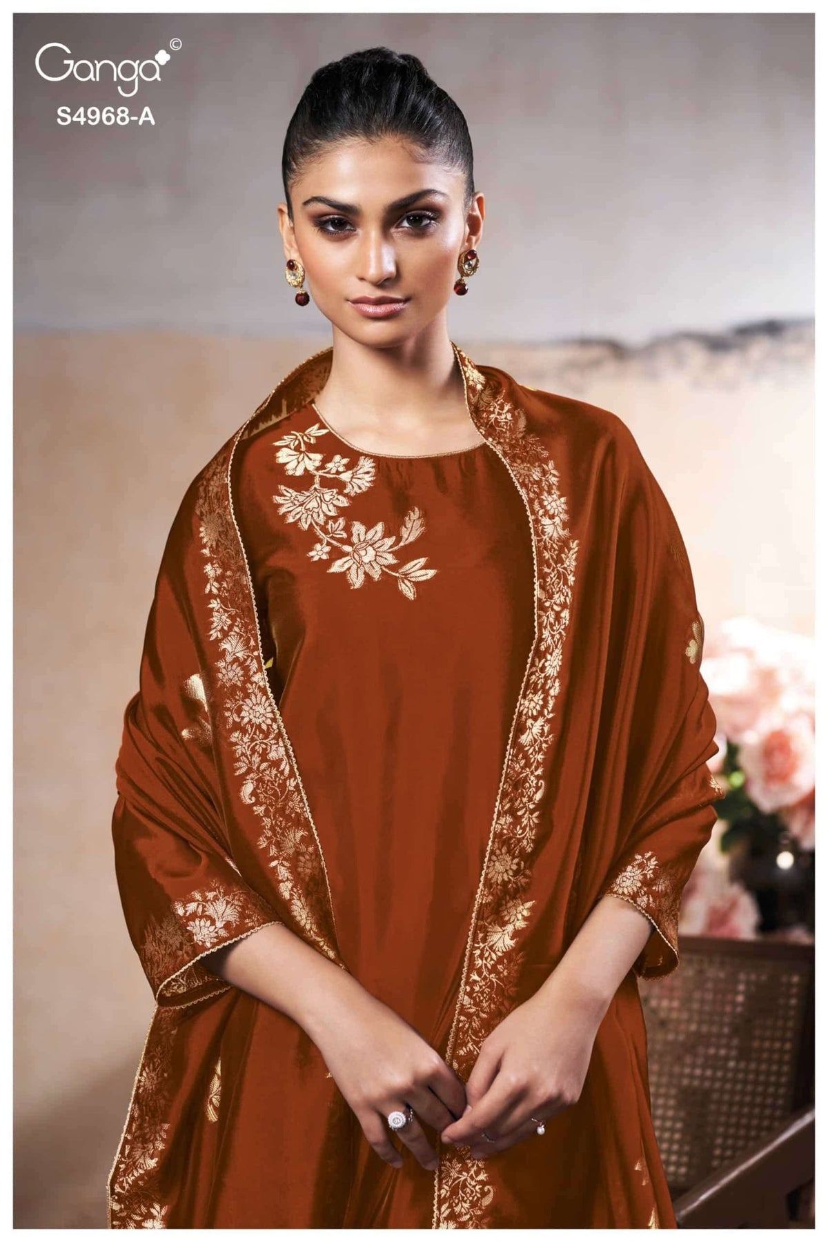 Ganga Fashion Pravika 4968 Premium Woven Silk Jacquard Dress Material - Amrah Wholesale