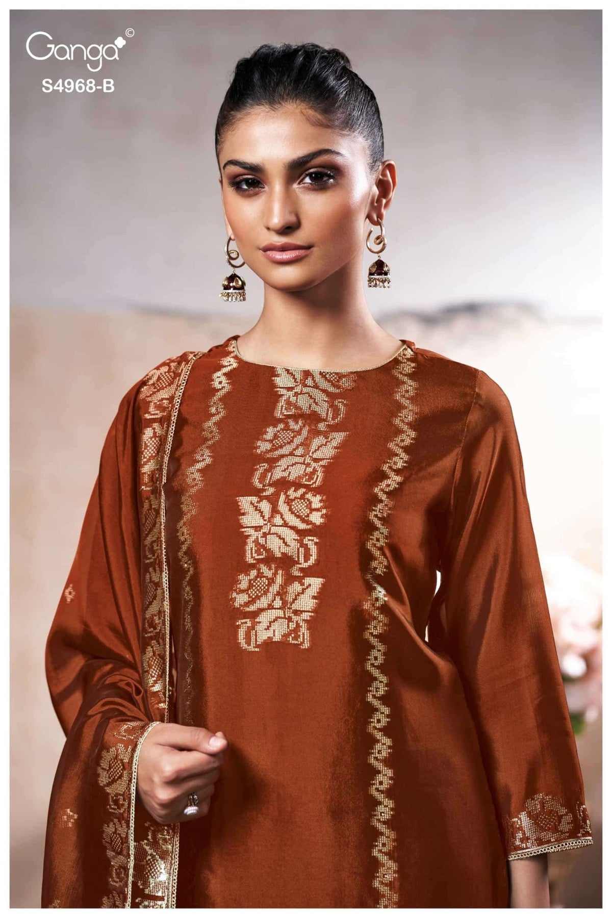 Ganga Fashion Pravika 4968 Premium Woven Silk Jacquard Dress Material - Amrah Wholesale