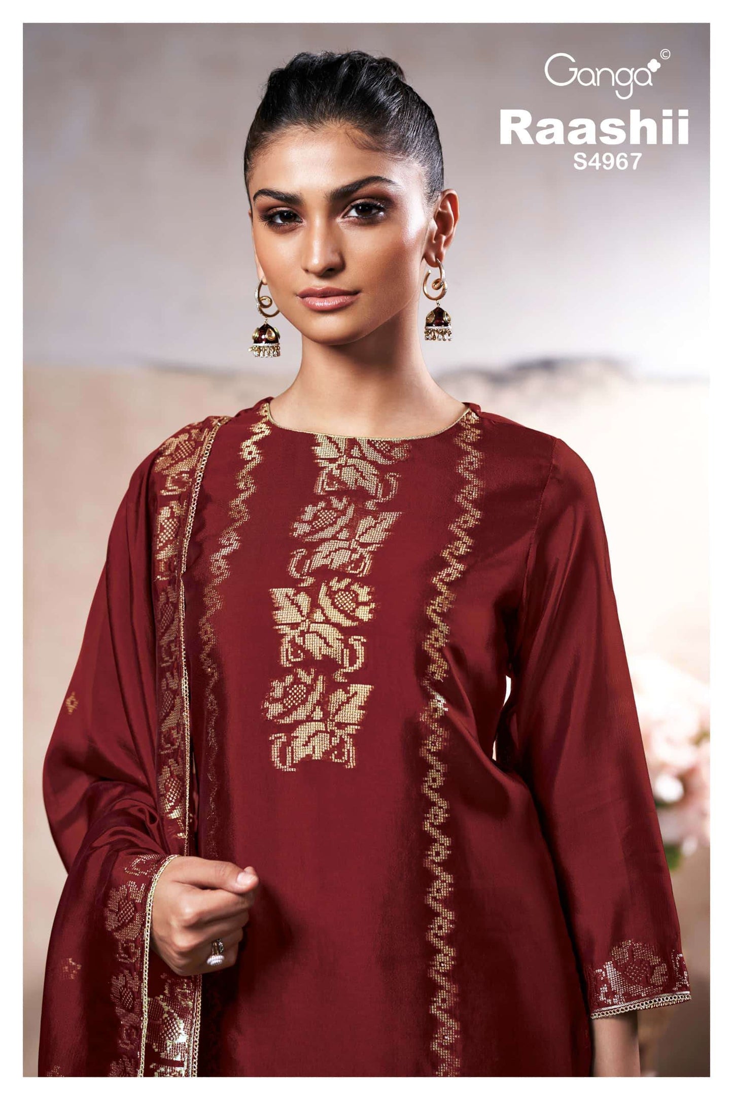 Ganga Fashion Raashii 4967 Premium Woven Silk Dress Material Wholesale Price