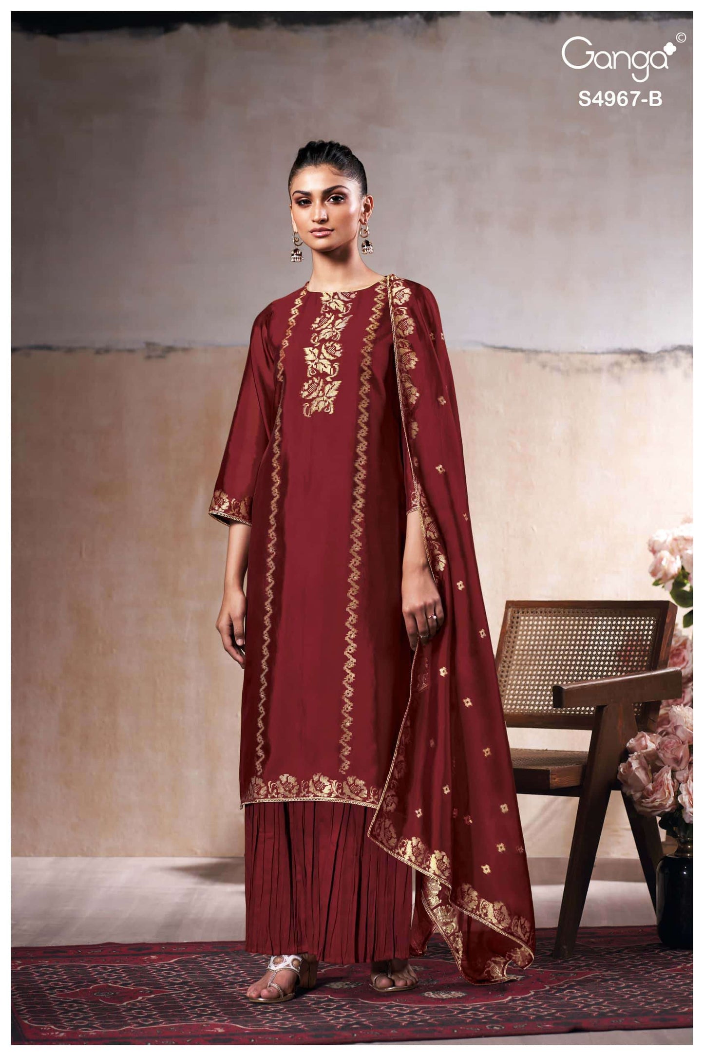 Ganga Fashion Raashii 4967 Premium Woven Silk Dress Material Wholesale Price