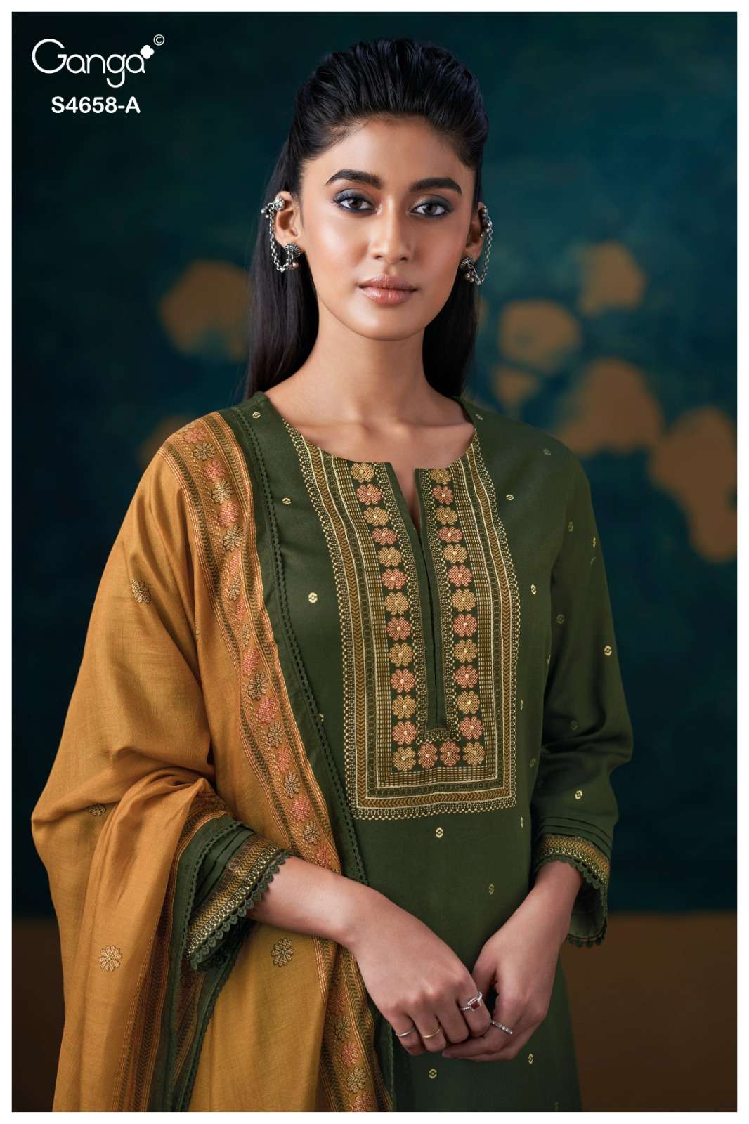 Ganga Fashion Venisha 4658 Pure Cotton Satin Dress Material - Amrah Wholesale