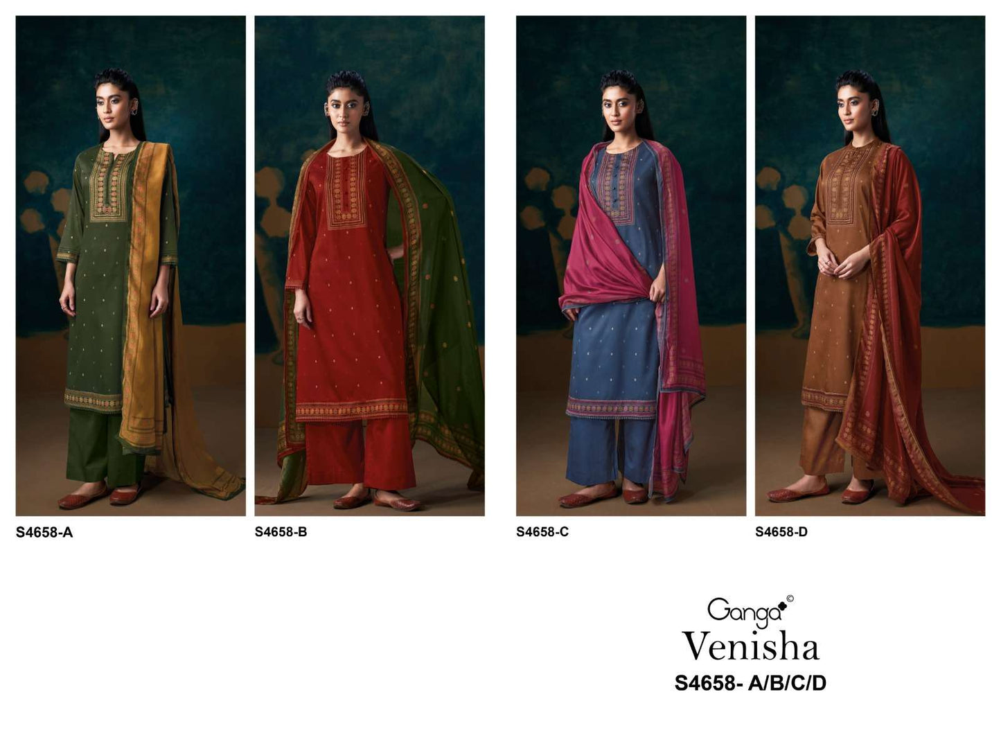 Ganga Fashion Venisha 4658 Pure Cotton Satin Dress Material