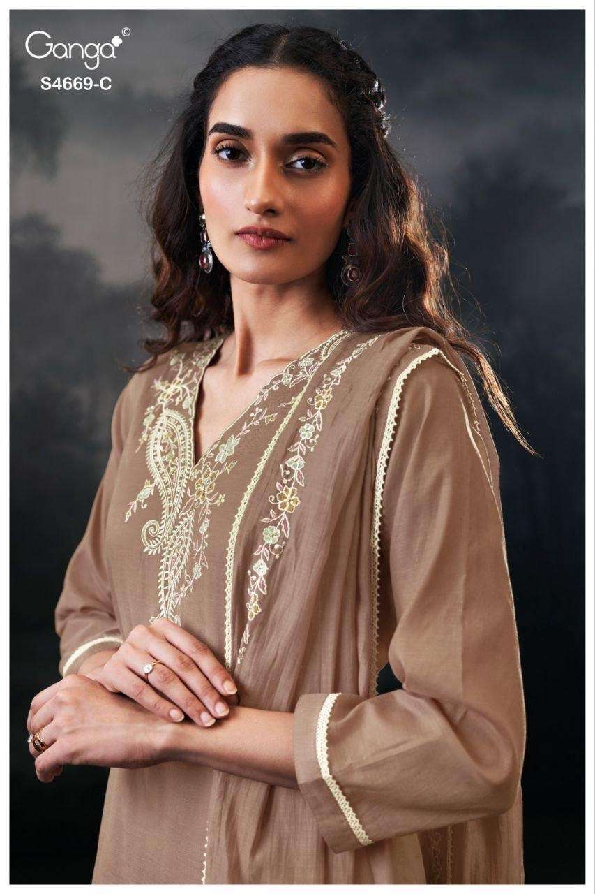 Ganga Fashion Gitaeya 4669 Bemberg Mul Dress Material - Amrah Wholesale