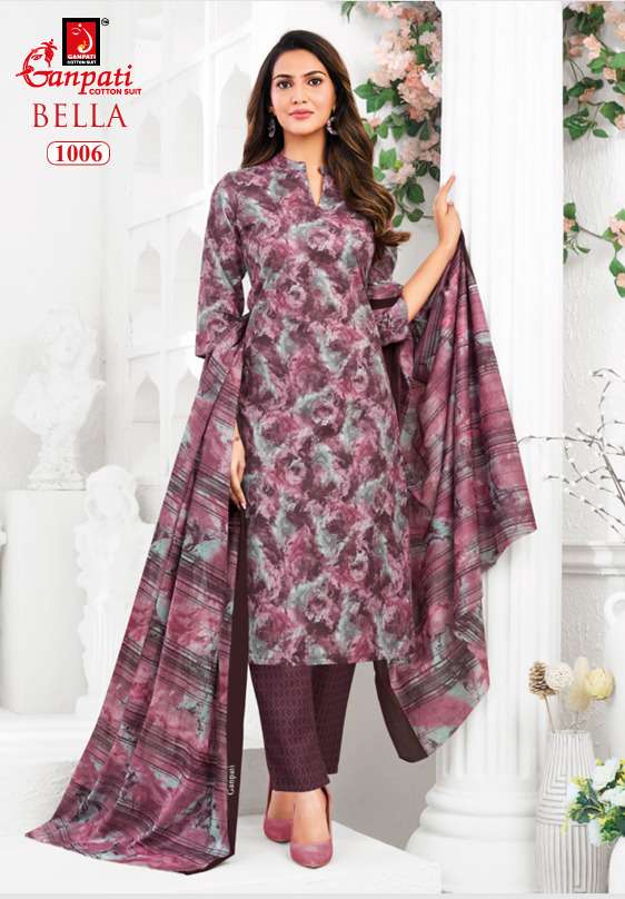 Ganpati Cotton Bella Vol 10 Pure Cotton Kurti Pant Dupatta Set