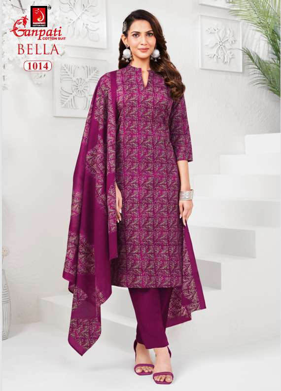 Ganpati Cotton Bella Vol 10 Pure Cotton Kurti Pant Dupatta Set