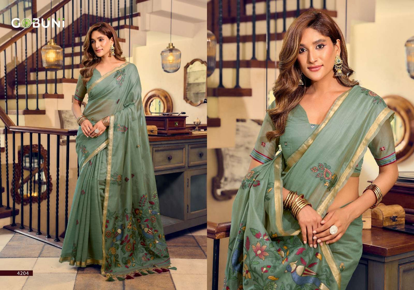 Gobuni Shreya Kolkata Cotton Litchi Work Saree - Amrah Wholesale