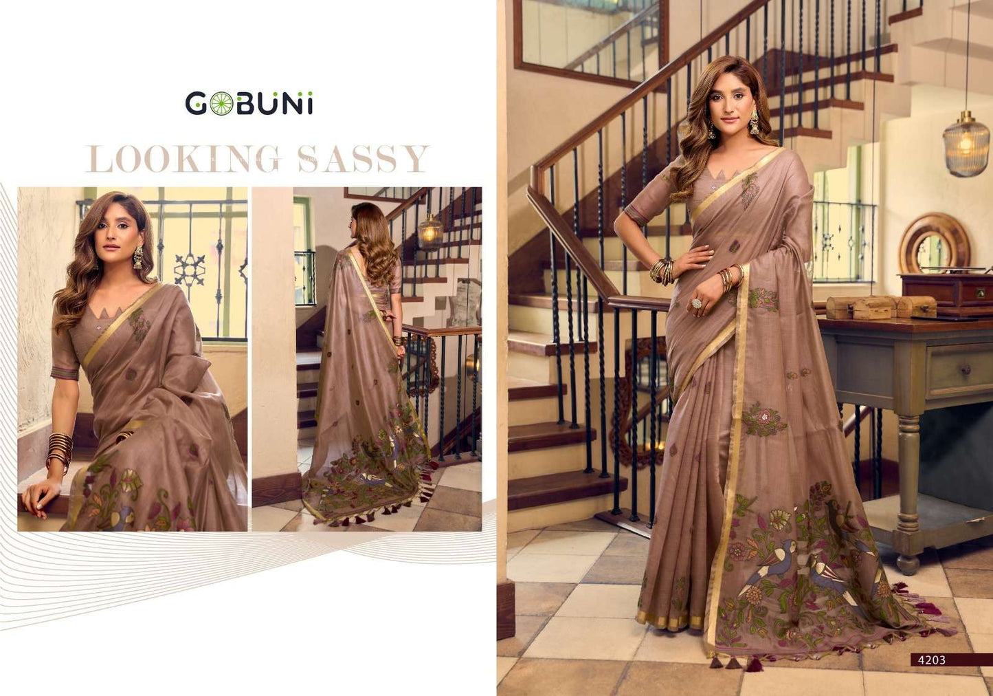 Gobuni Shreya Kolkata Cotton Litchi Work Saree - Amrah Wholesale