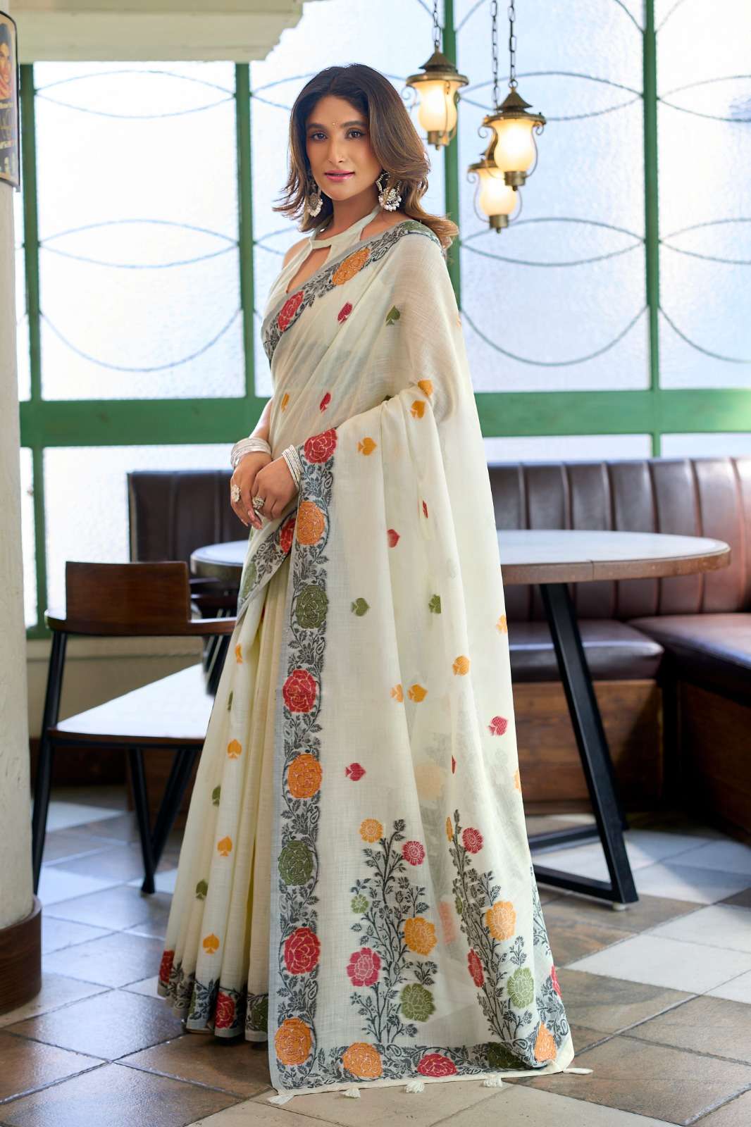 Gobuni Suman 3801 To 3806 Linen Jacquard Handloom Saree - Amrah Wholesale