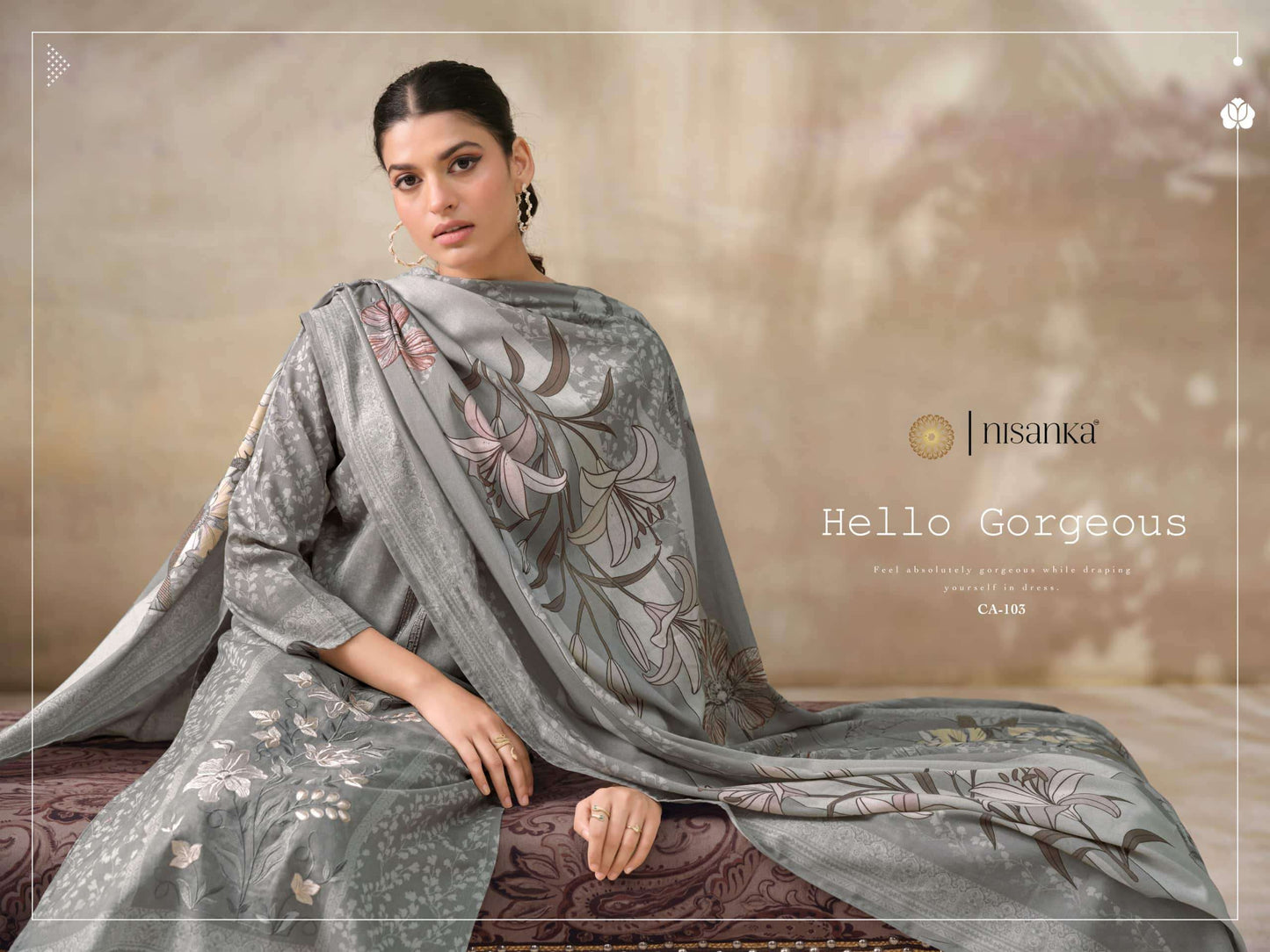 Hermitage Cashmere Vol 6 Pure Viscose Lawn Dress Material