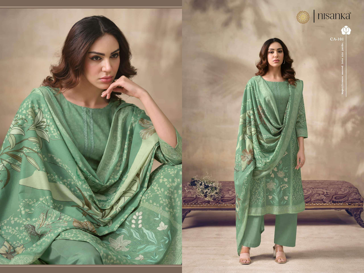 Hermitage Cashmere Vol 6 Pure Viscose Lawn Dress Material
