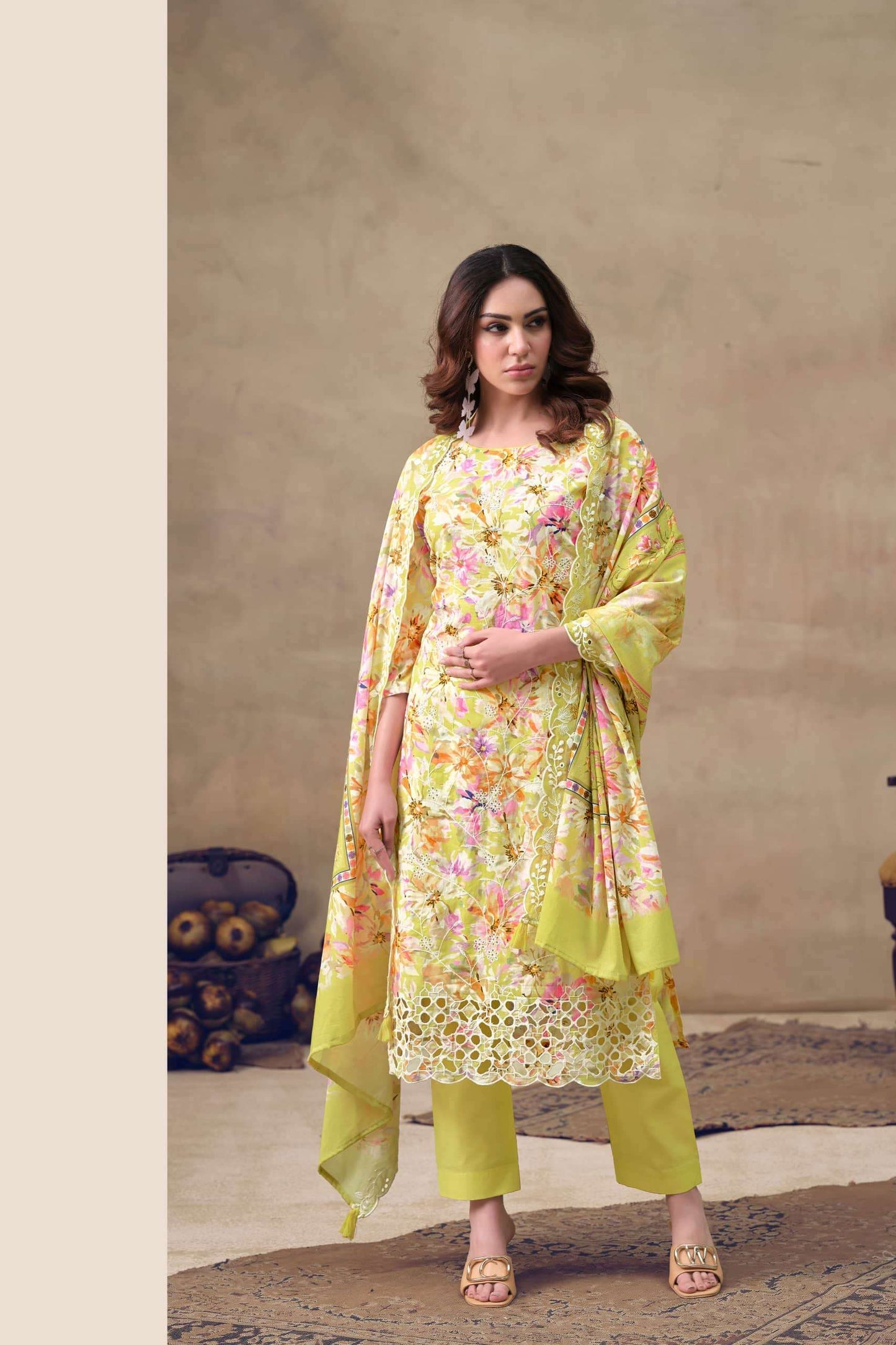 The Hermitage Shop Iznik Cotton Chikankari Dress Material