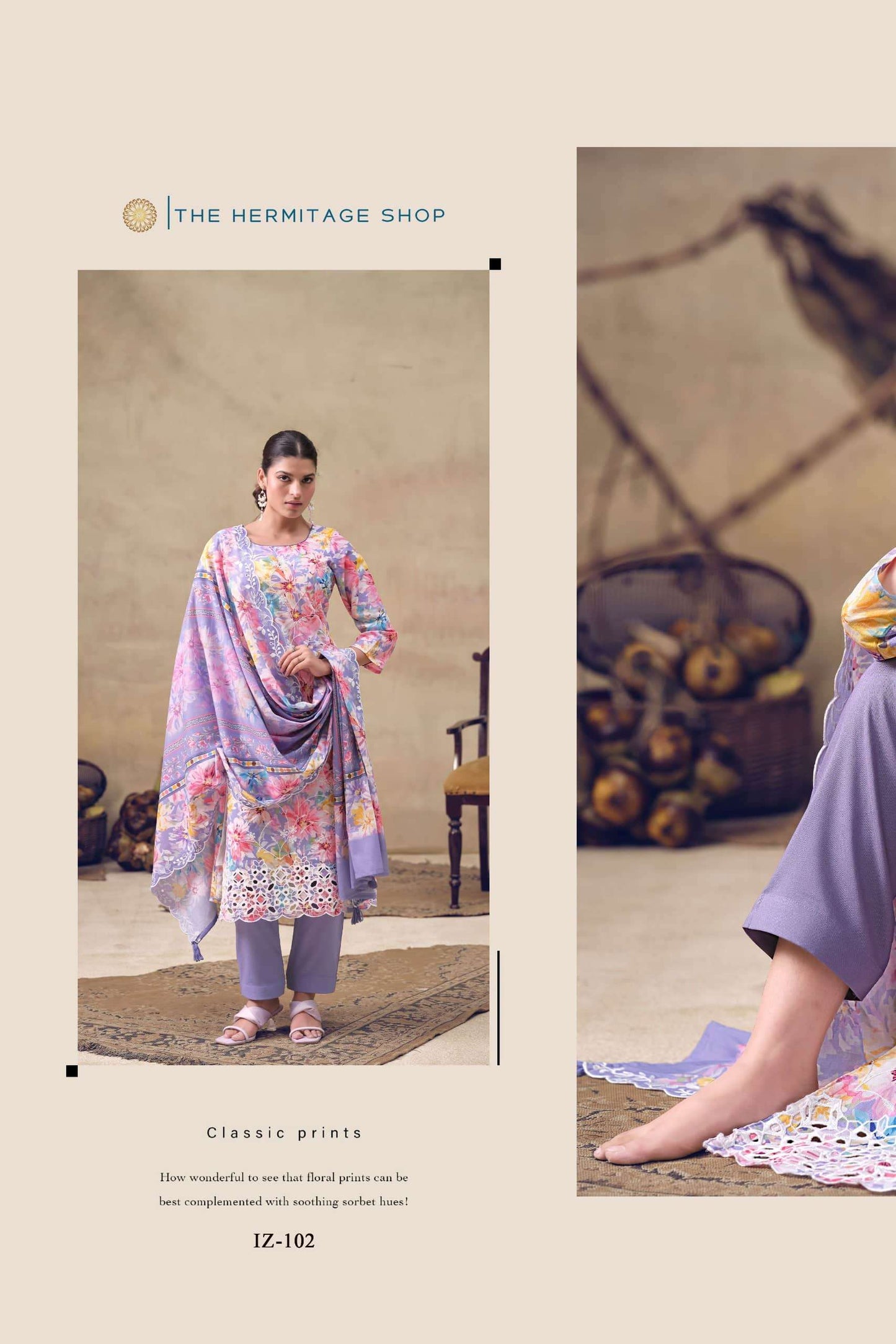 The Hermitage Shop Iznik Cotton Chikankari Dress Material