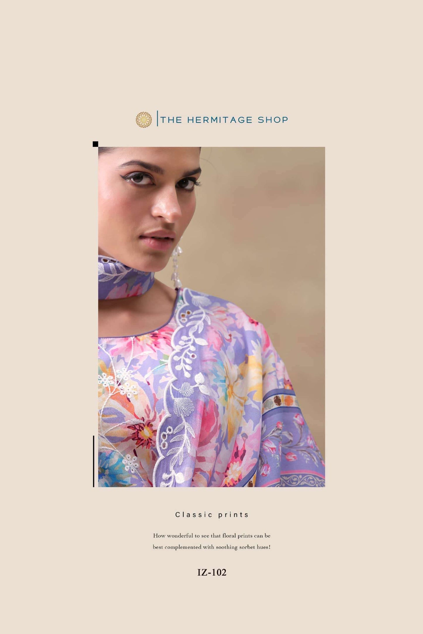 The Hermitage Shop Iznik Cotton Chikankari Dress Material